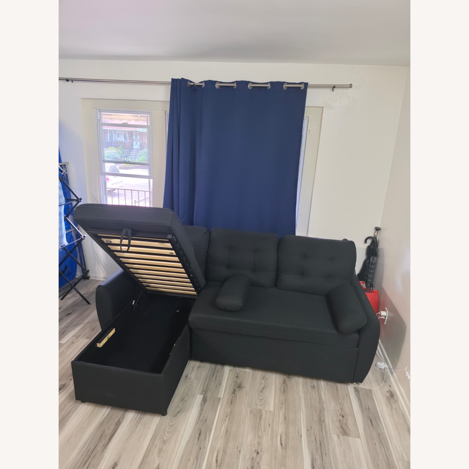 Black Linen Sleeper Sofa - image-3
