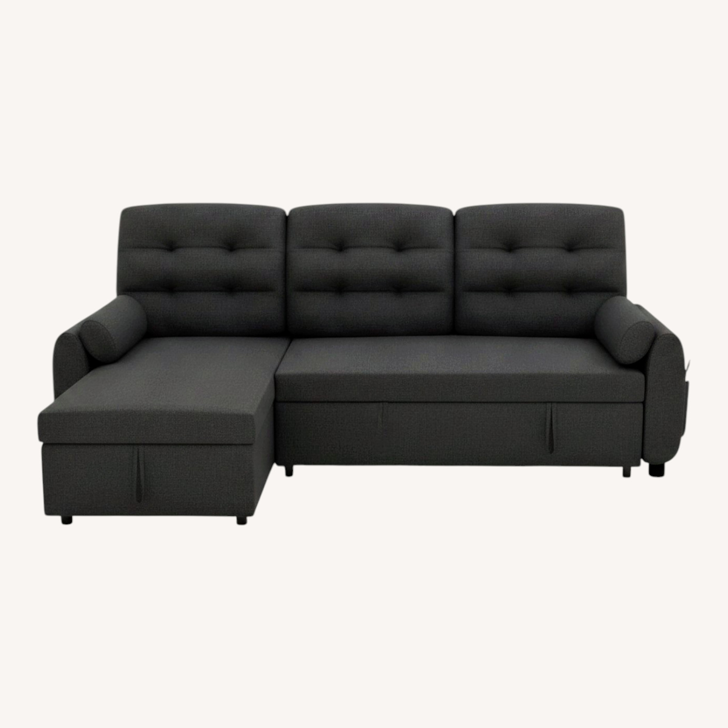 Black Linen Sleeper Sofa - image-0