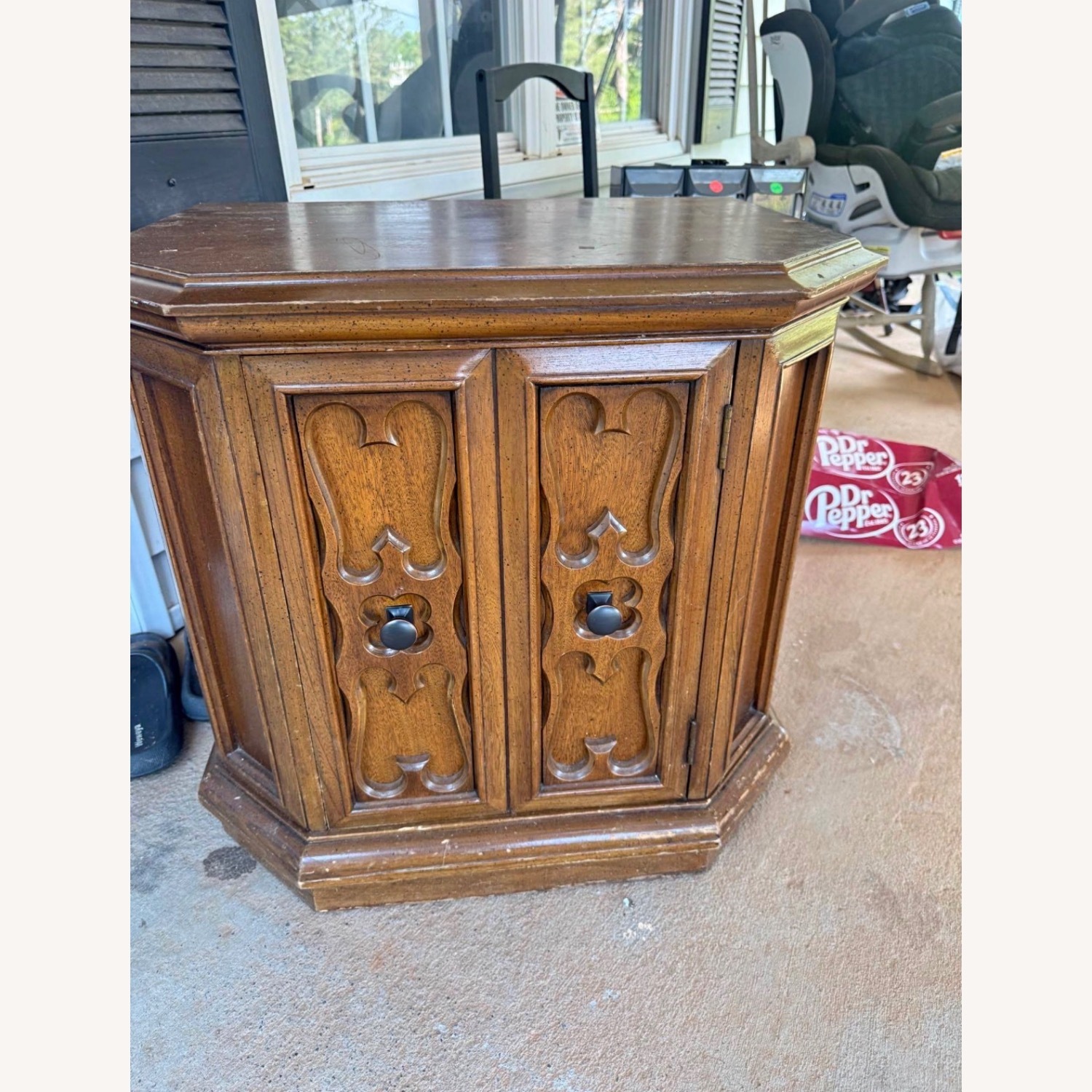Dark Brown Wood Nightstand - image-1