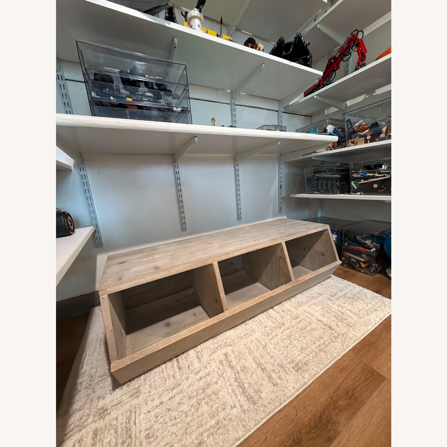 Restoration Hardware Light Gray Wood Wall Unit - image-2