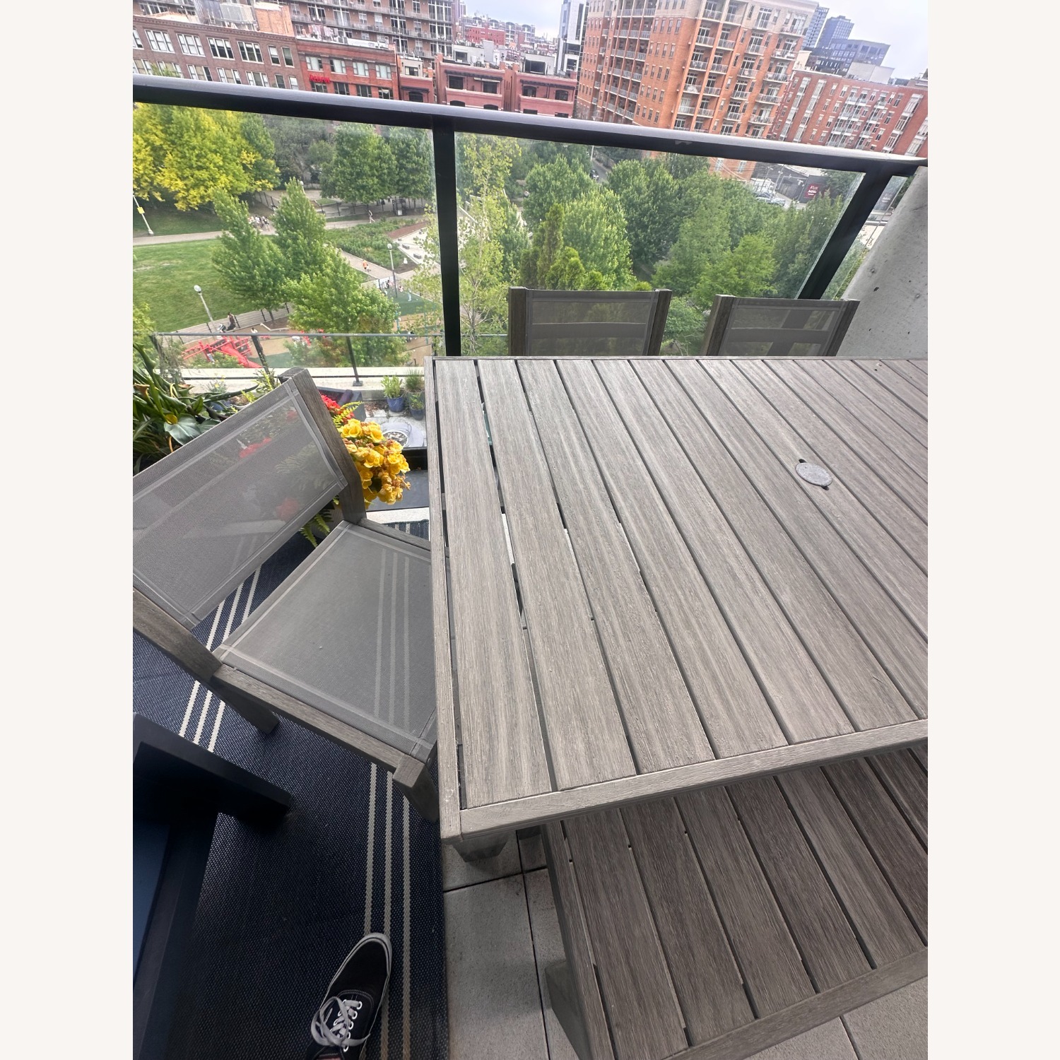 Crate & Barrel Light Gray Wood Patio Furniture - image-4
