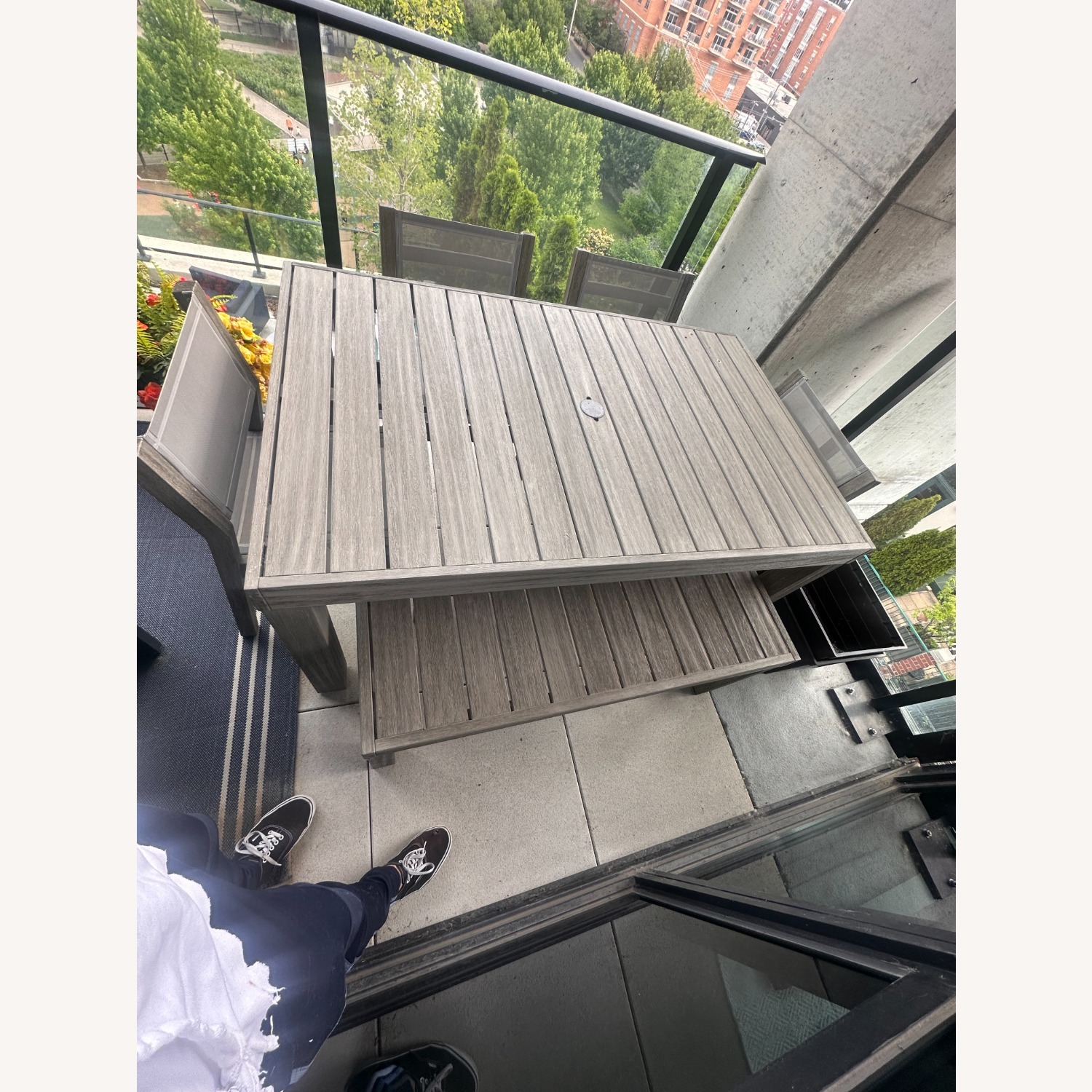 Crate & Barrel Light Gray Wood Patio Furniture - image-3