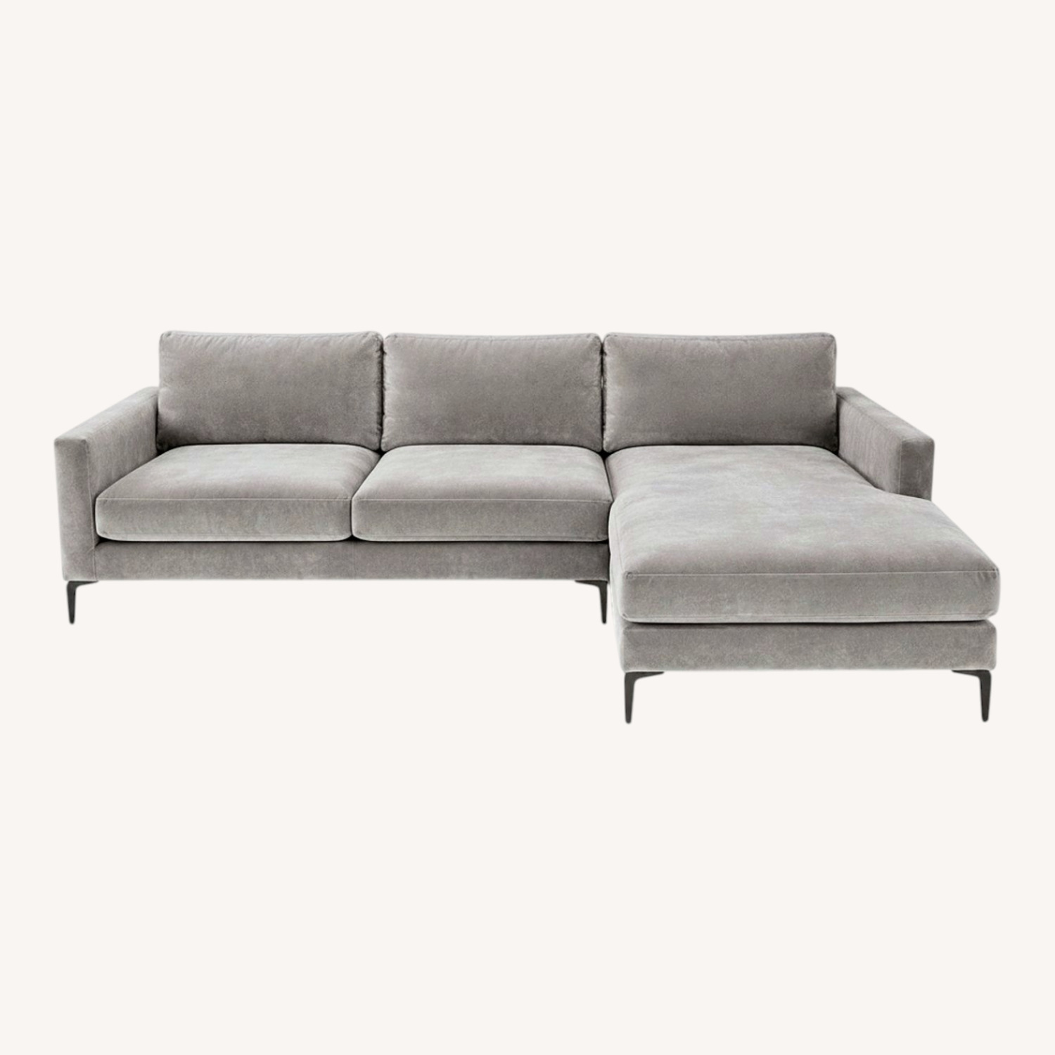 West Elm Andes Light Gray Velvet 3+ Piece Sectional - image-0