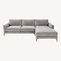 West Elm Andes Light Gray Velvet 3+ Piece Sectional