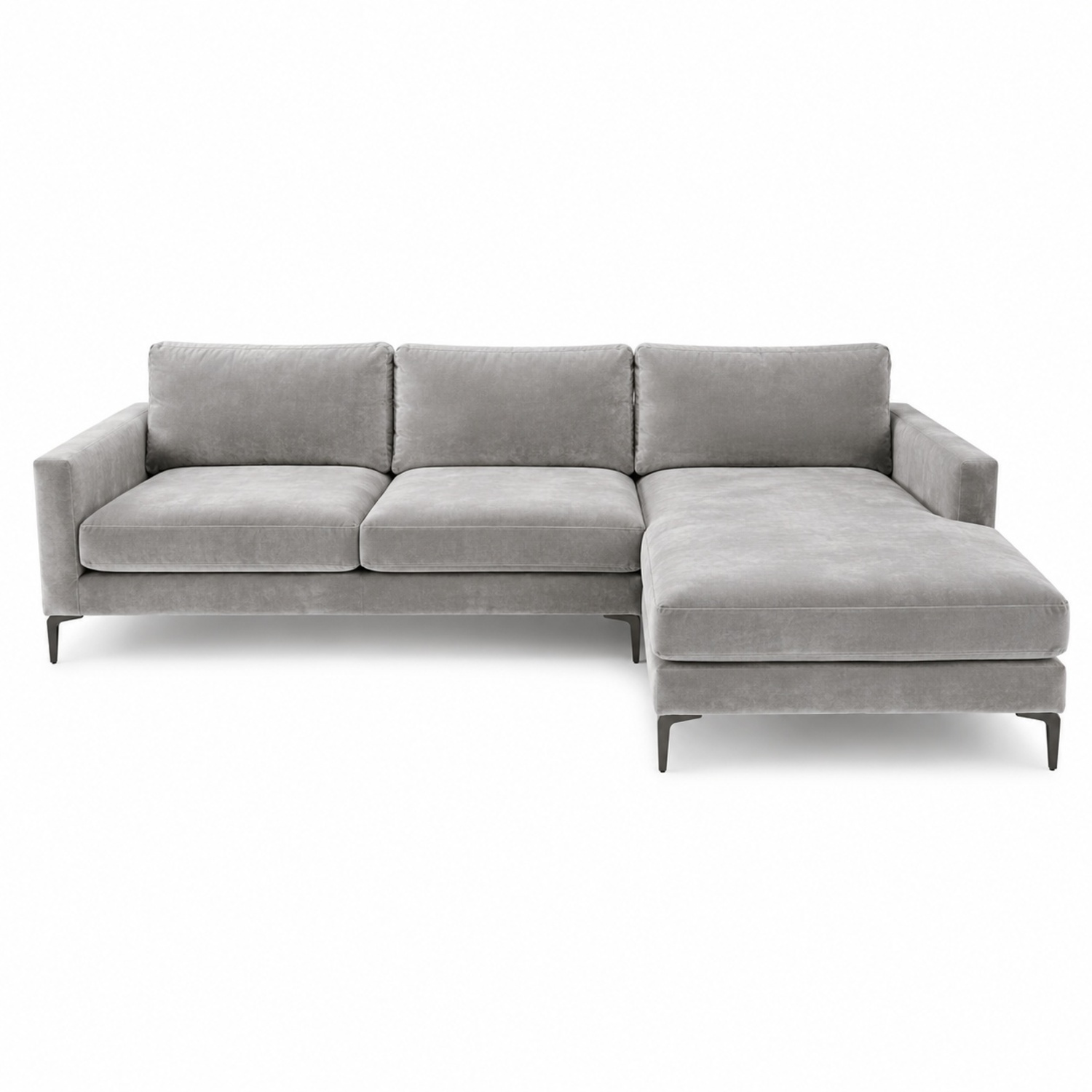 West Elm Andes Light Gray Velvet 3+ Piece Sectional - image-6