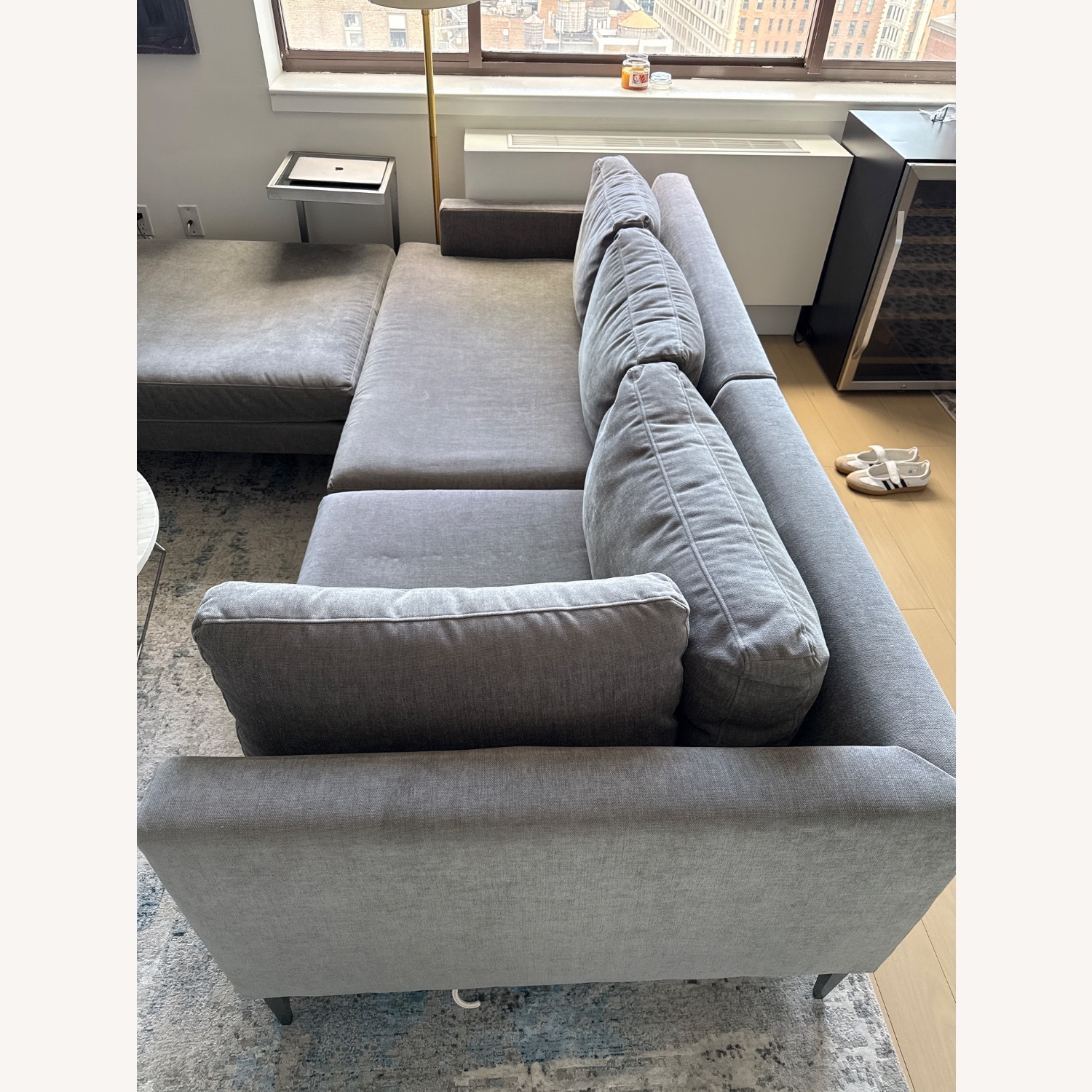 West Elm Andes Light Gray Velvet 3+ Piece Sectional - image-3
