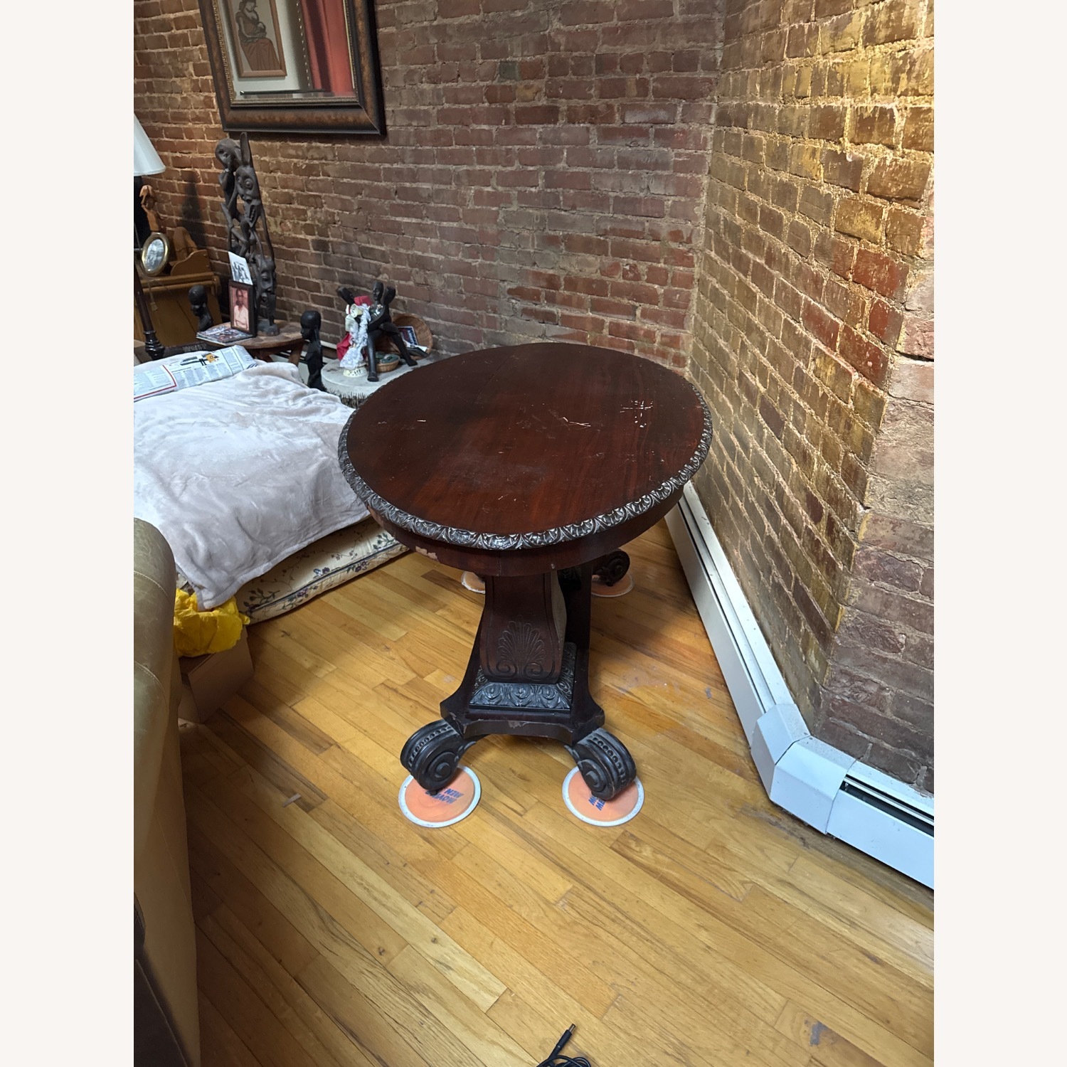Vintage/Antique Natural Wood Side Table - image-2
