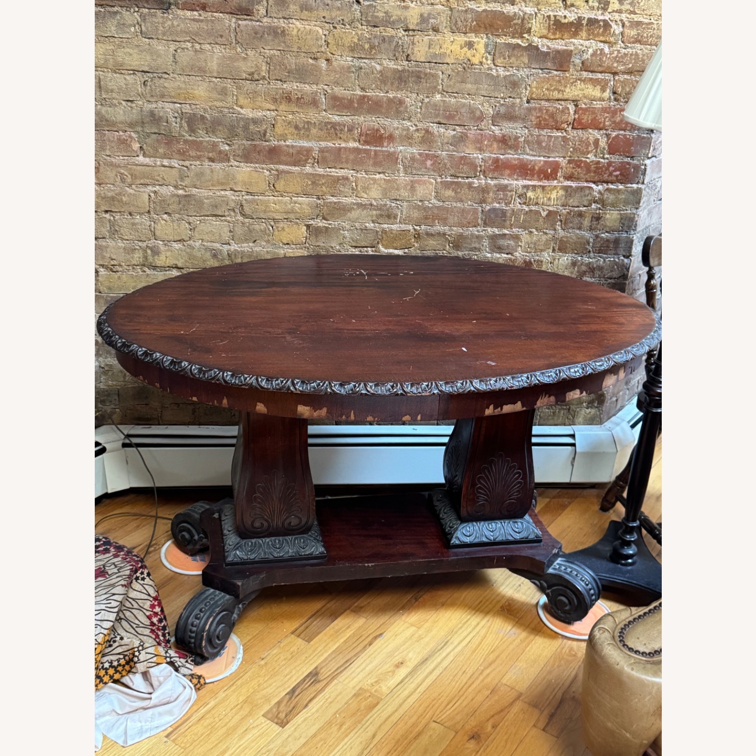 Vintage/Antique Natural Wood Side Table - image-1