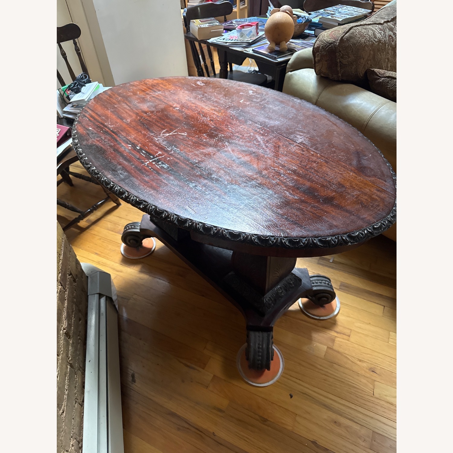 Vintage/Antique Natural Wood Side Table - image-3