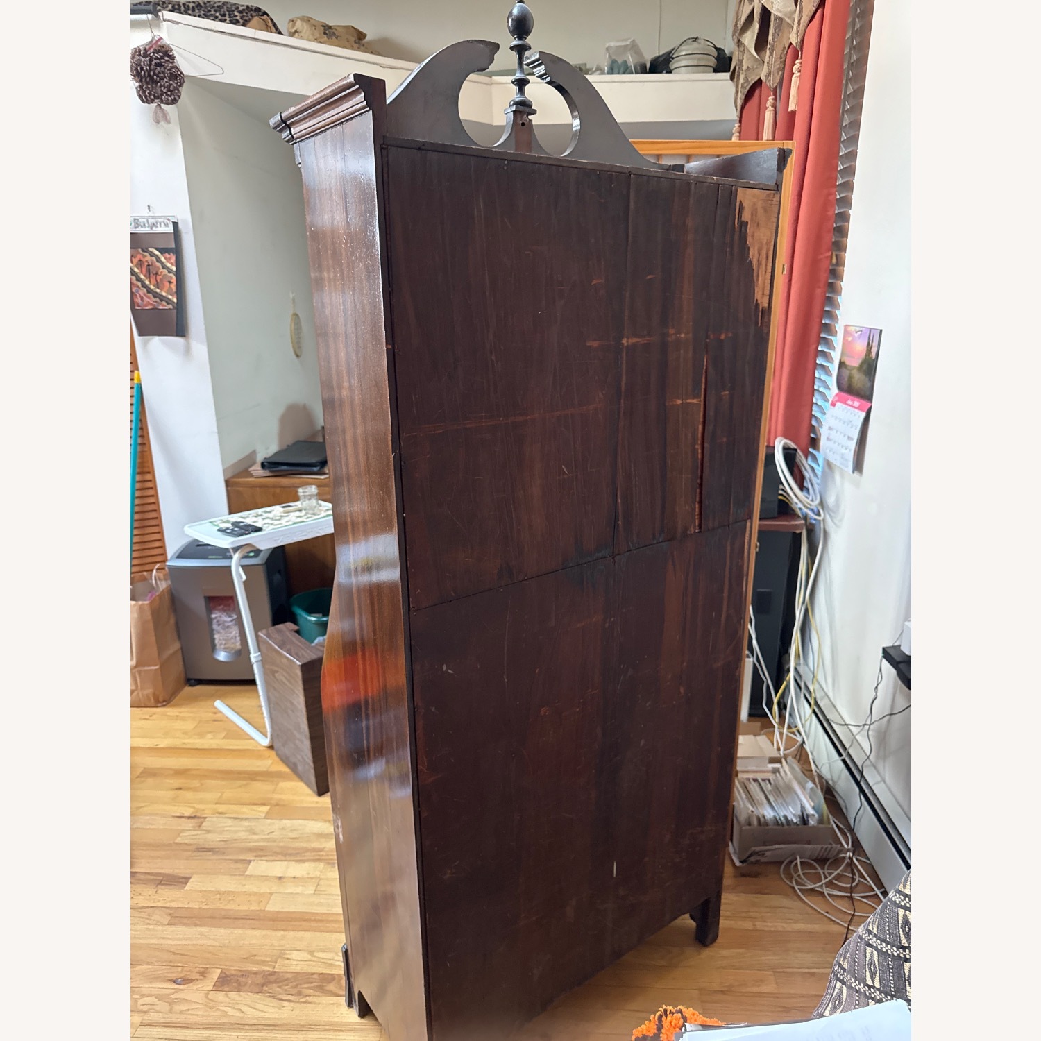 Vintage/Antique Dark Brown Wood Armoire - image-3