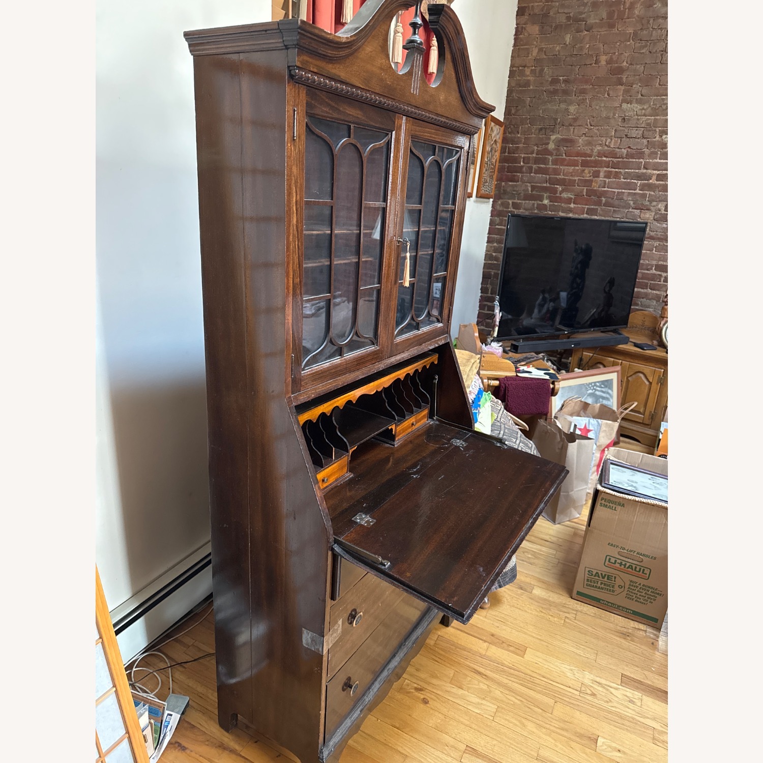 Vintage/Antique Dark Brown Wood Armoire - image-5
