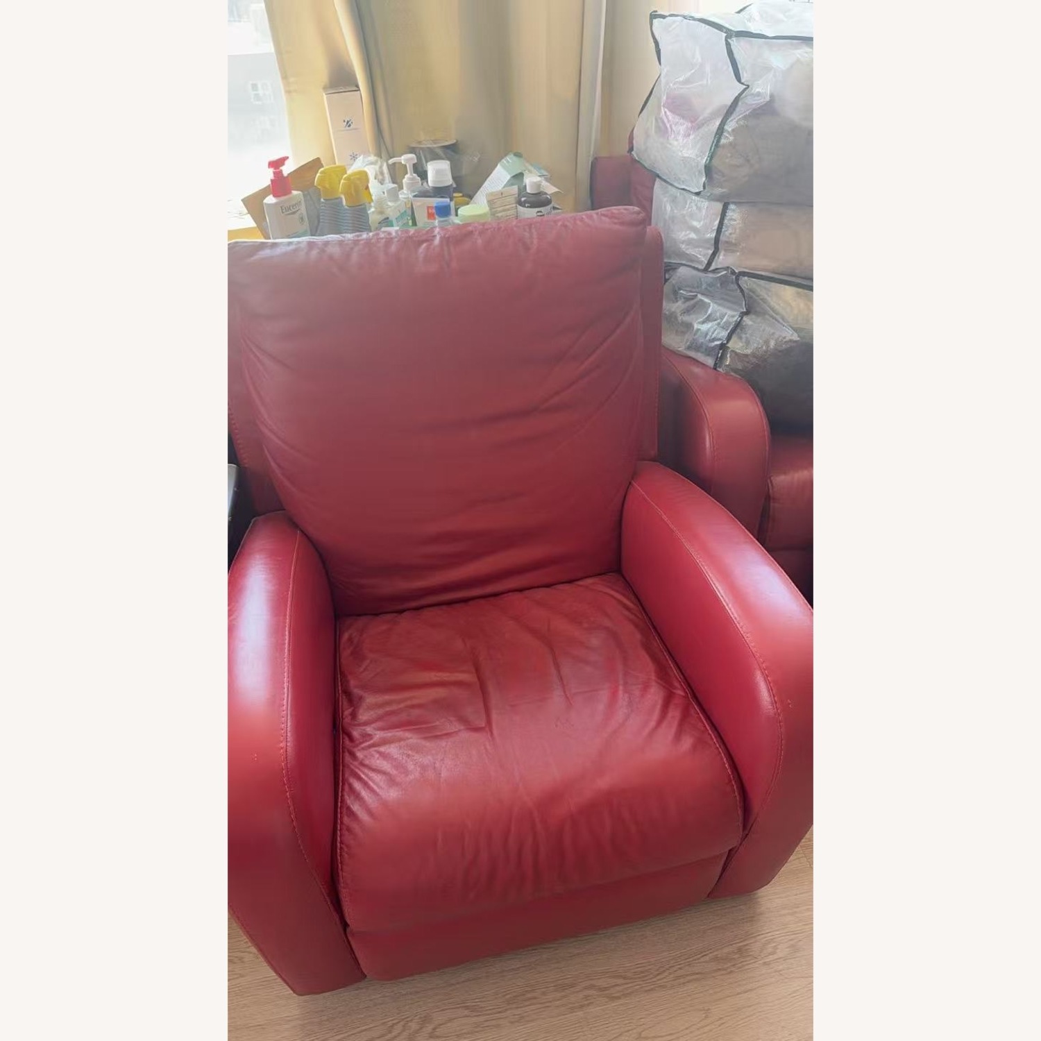 Italian Red Leather Recliner - image-2
