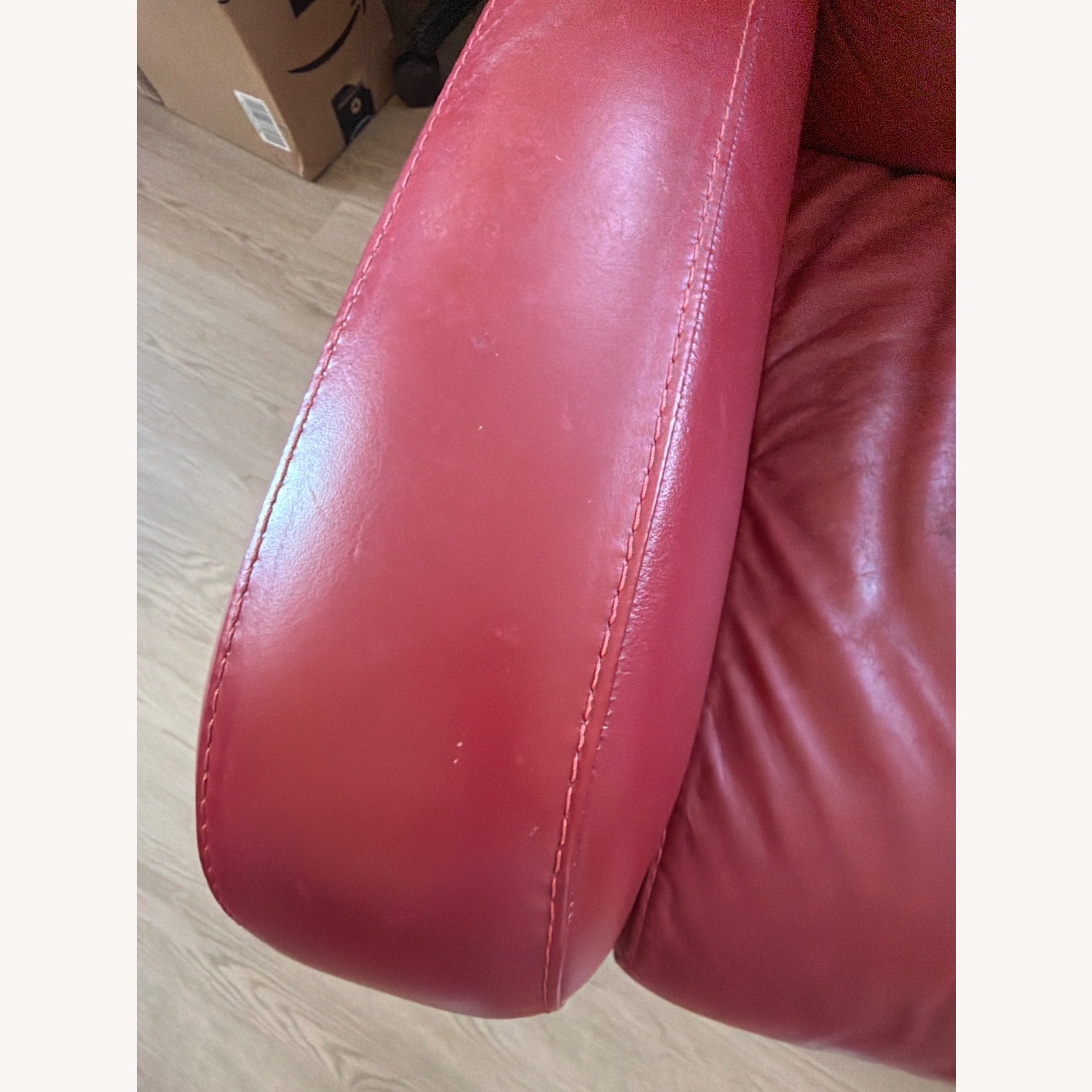 Italian Red Leather Recliner - image-4