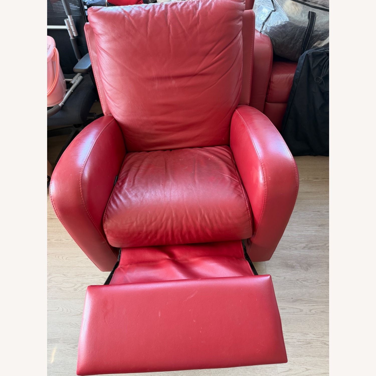 Italian Red Leather Recliner - image-1