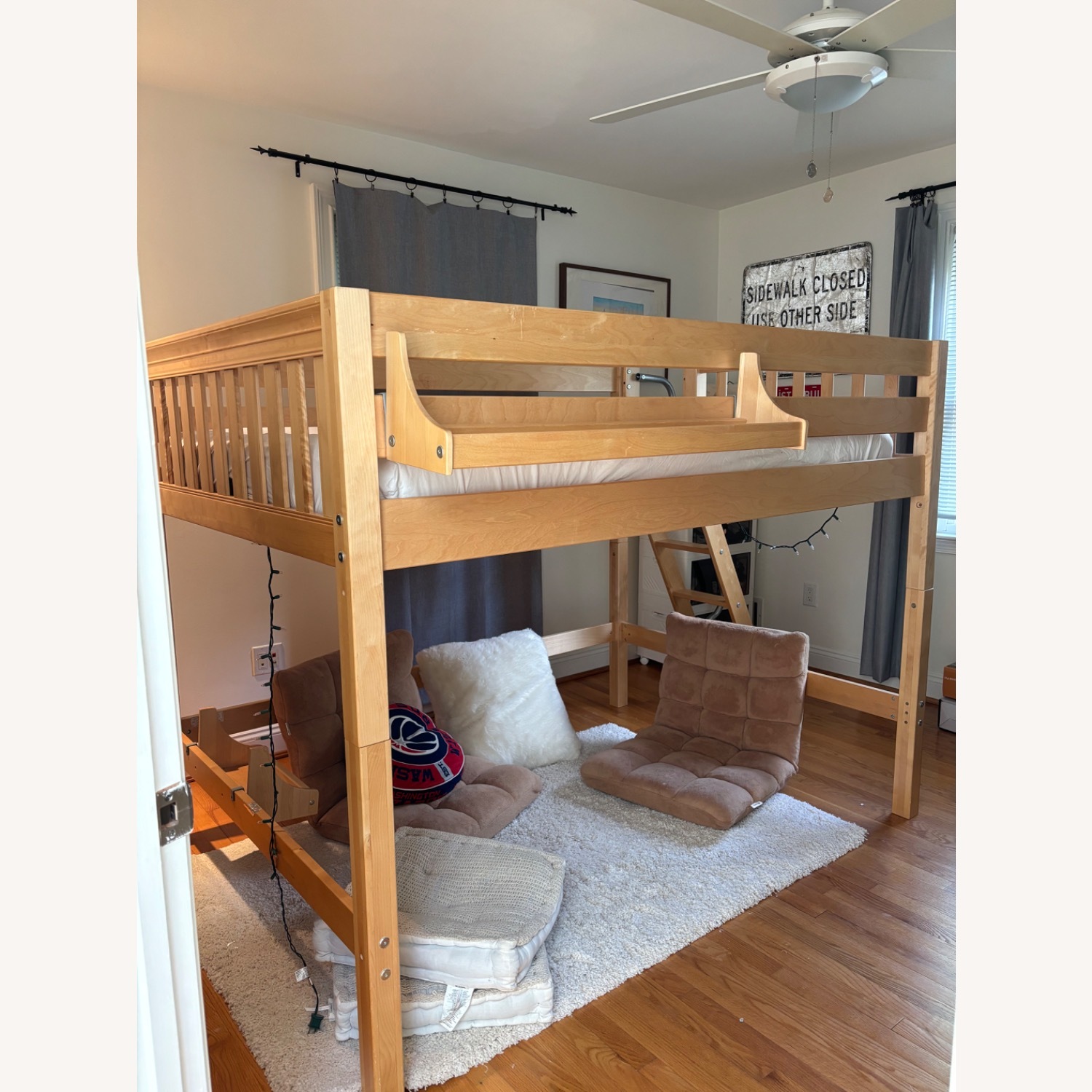 Solid Wood Mid-Loft Bed - image-1
