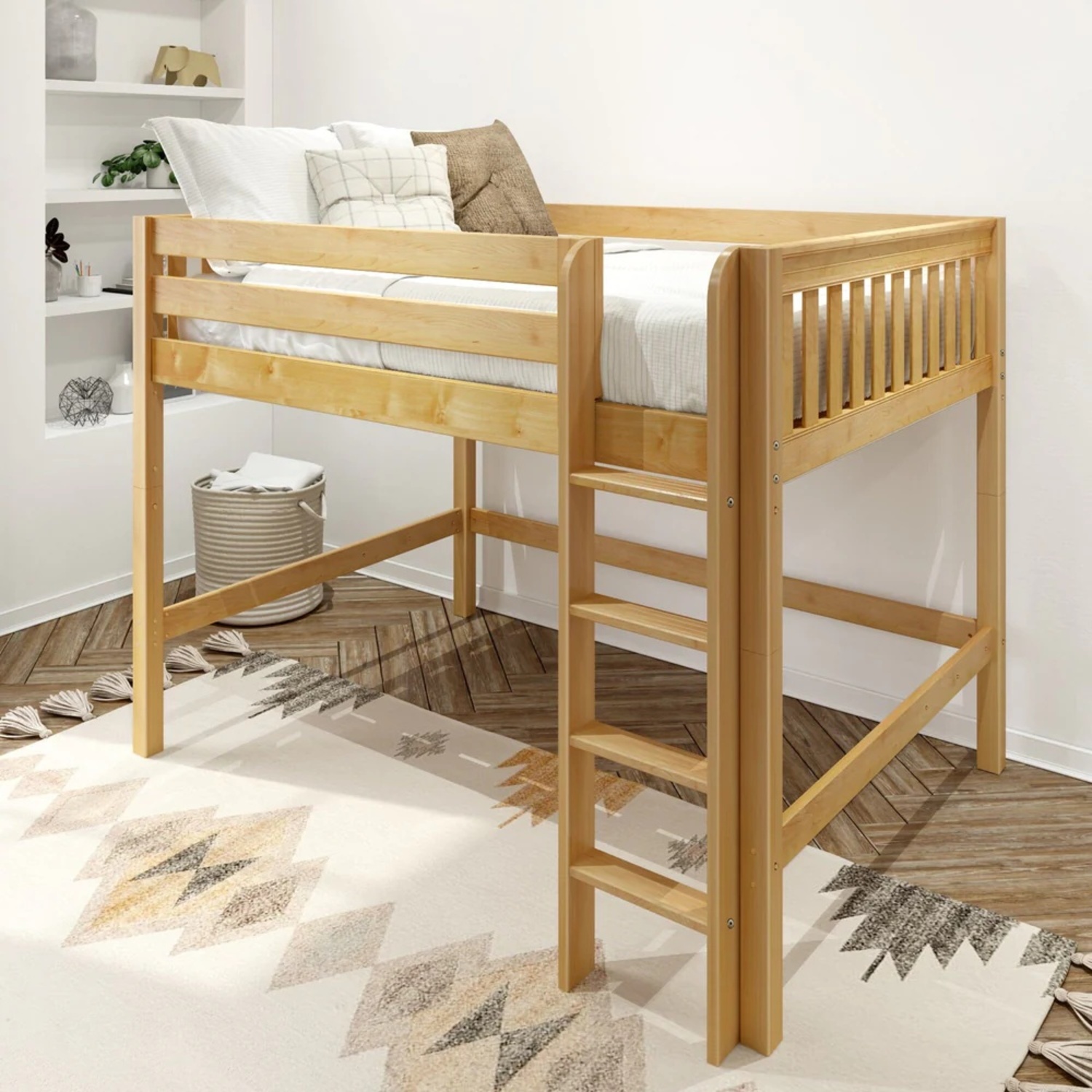 Solid Wood Mid-Loft Bed - image-12