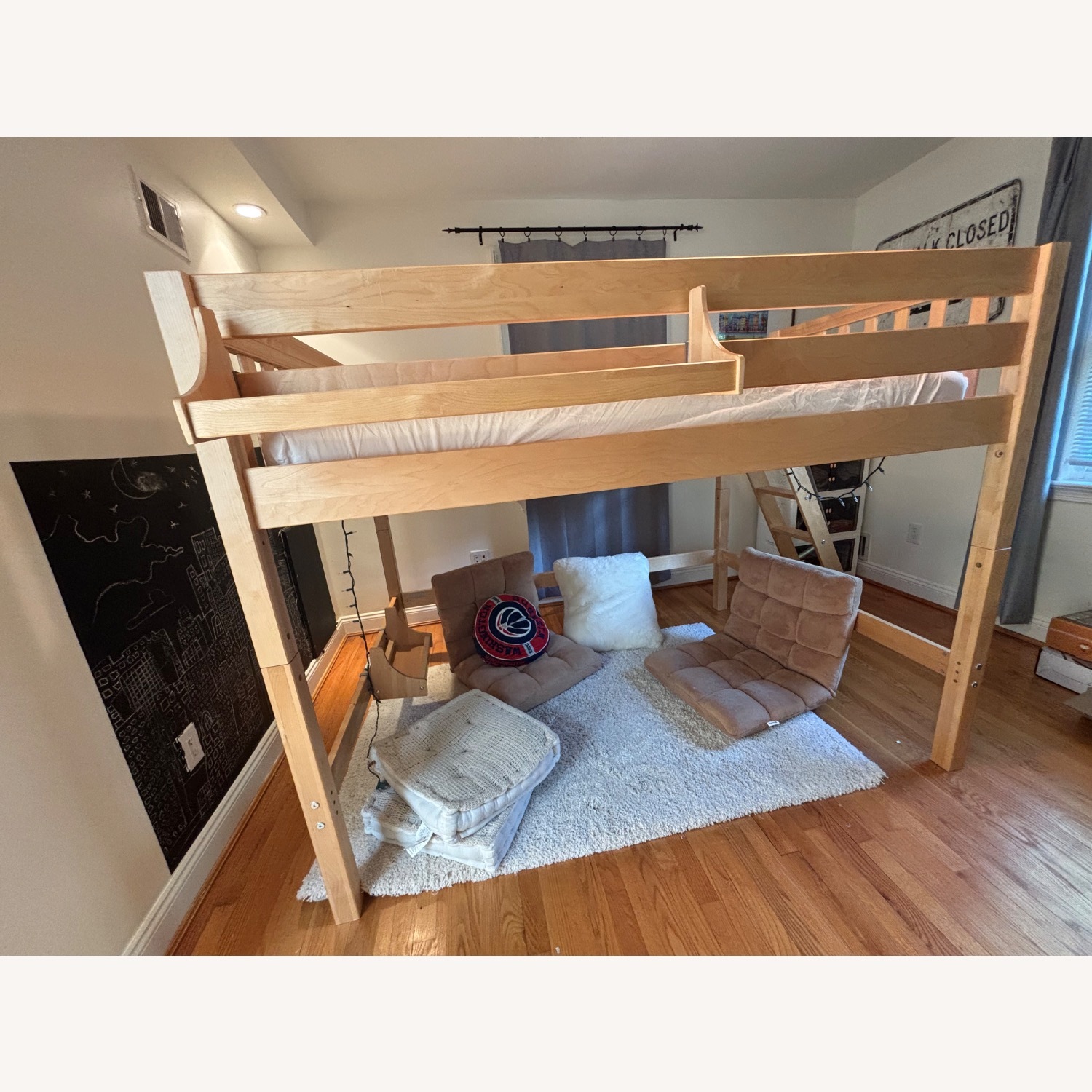 Solid Wood Mid-Loft Bed - image-11
