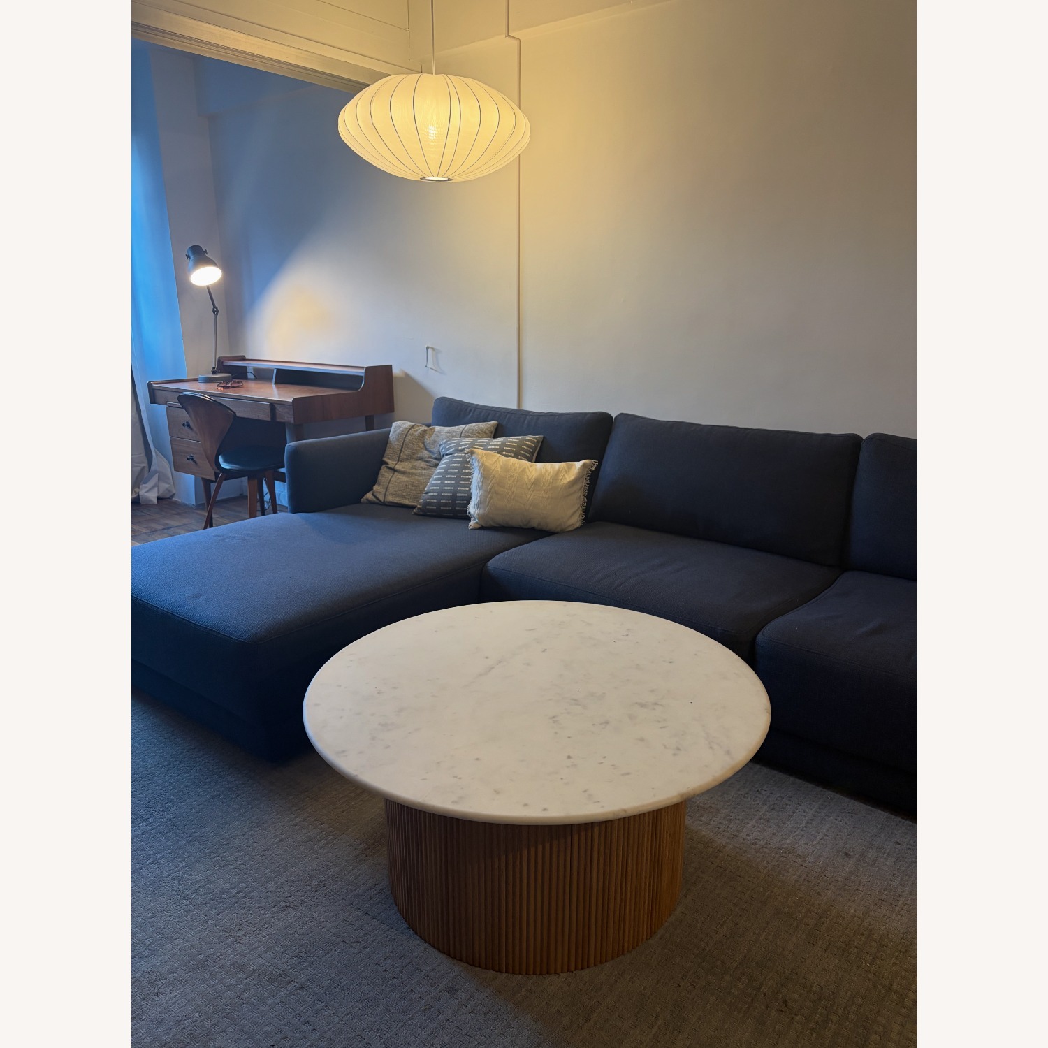 West Elm Marble Round Coffee Table - image-2