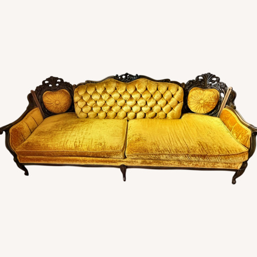 Used Yellow Velvet 3+ Seater Sofa for sale on AptDeco
