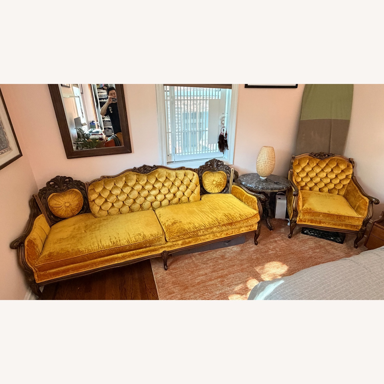Yellow Velvet 3+ Seater Sofa - image-2