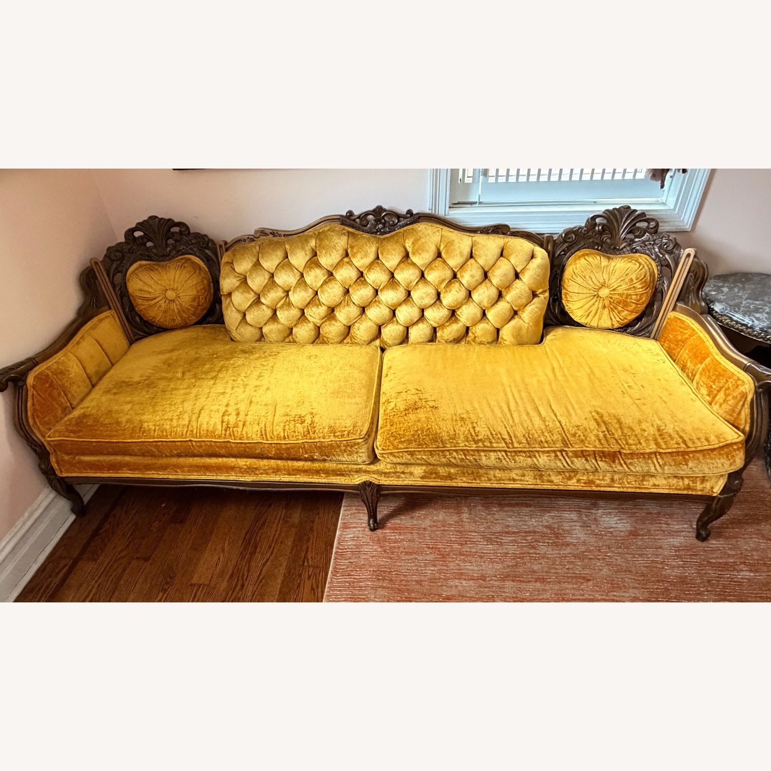 Yellow Velvet 3+ Seater Sofa - image-1