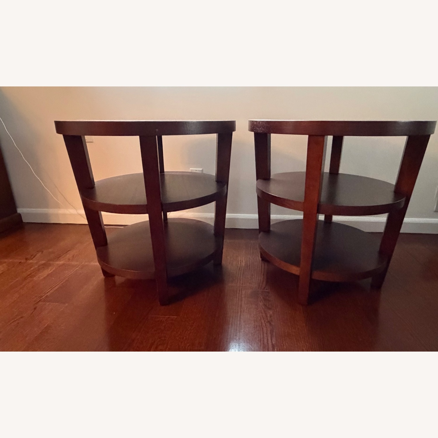 Dark Brown Fabric Side Tables - image-3