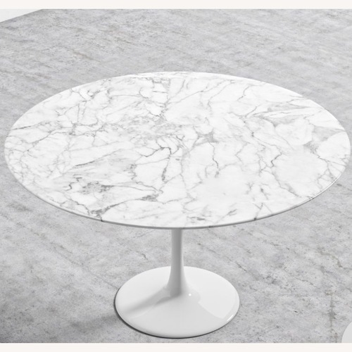 Used Rove Concepts Tulip White Marble Dining Table for sale on AptDeco