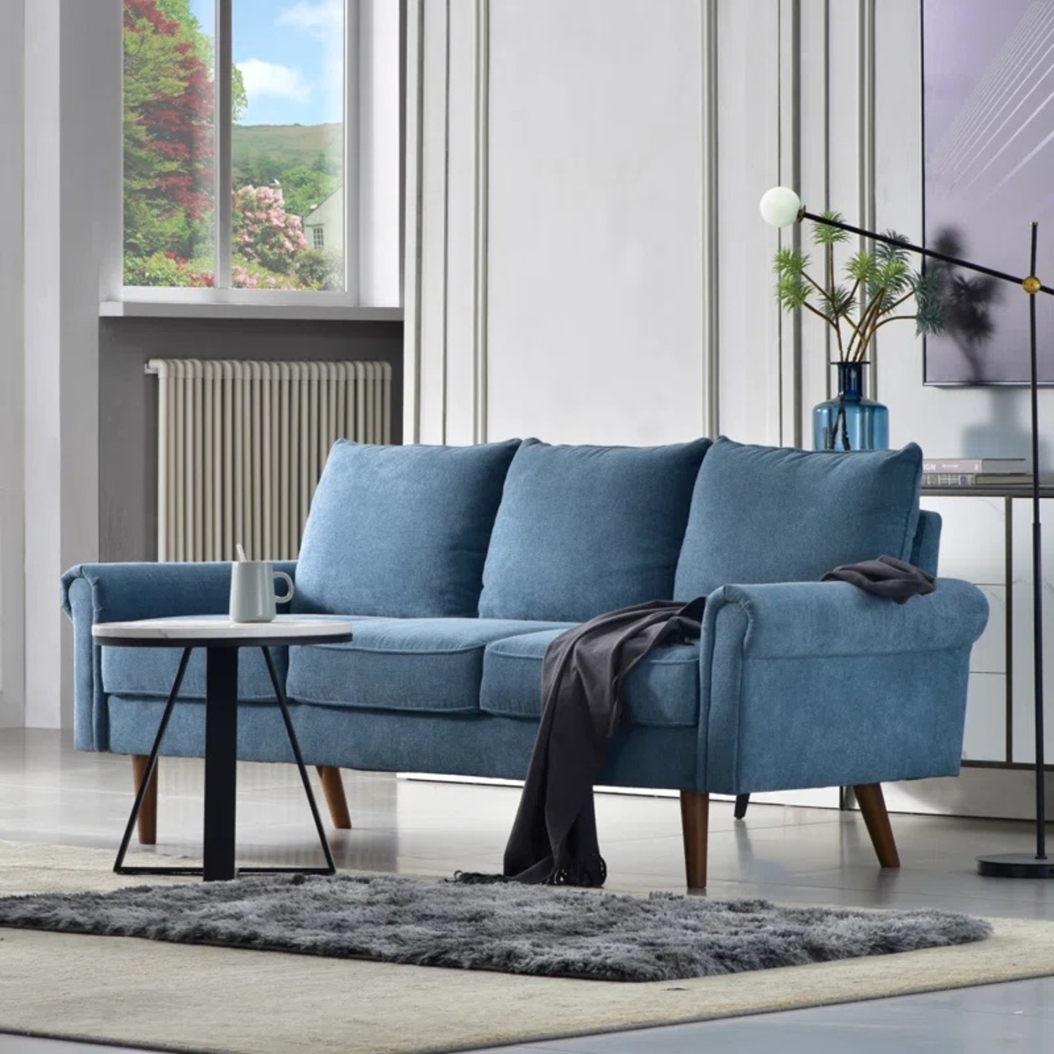 Wayfair Blue Fabric 3+ Seater Sofa - image-4