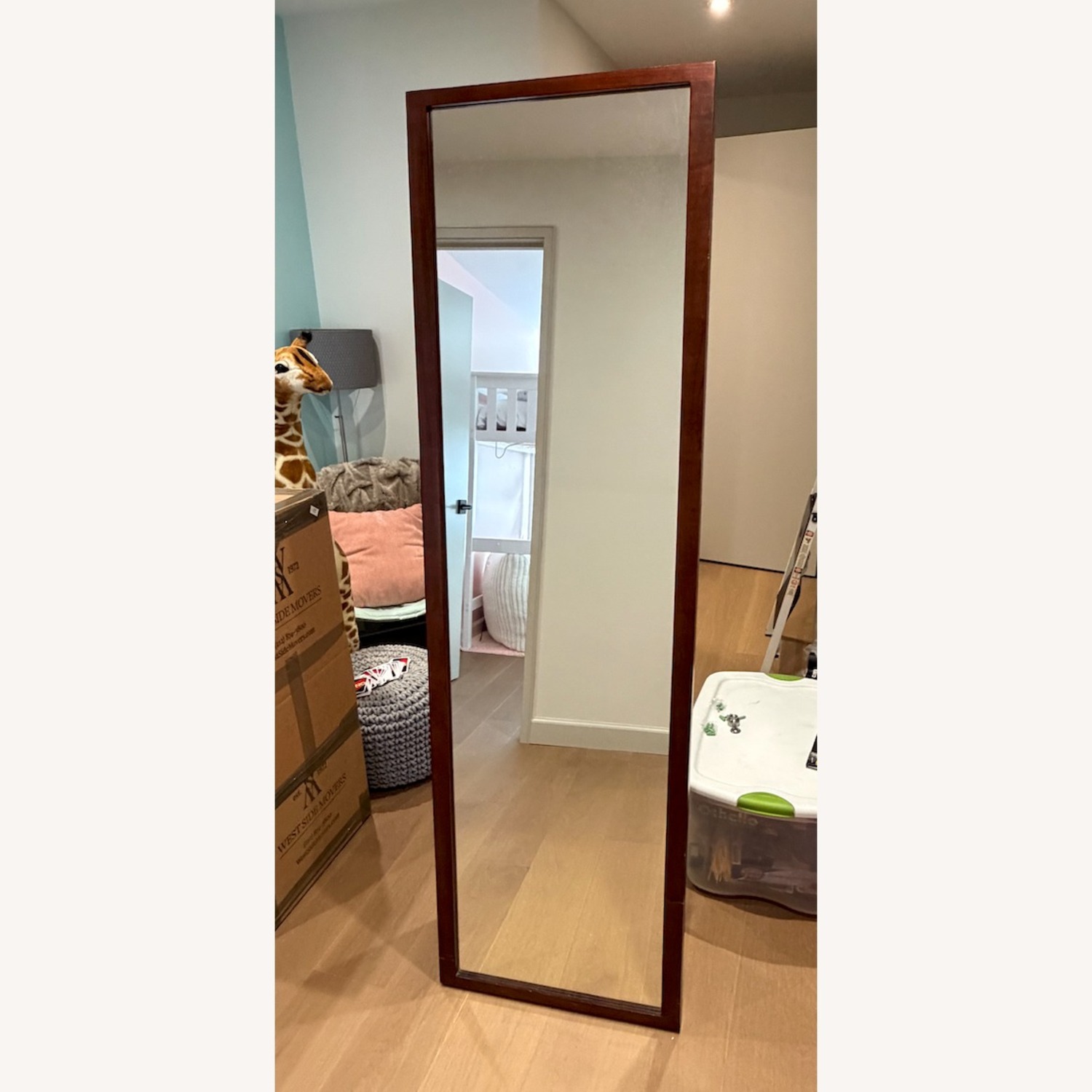 Dark Brown Wood Floor Mirror - image-1