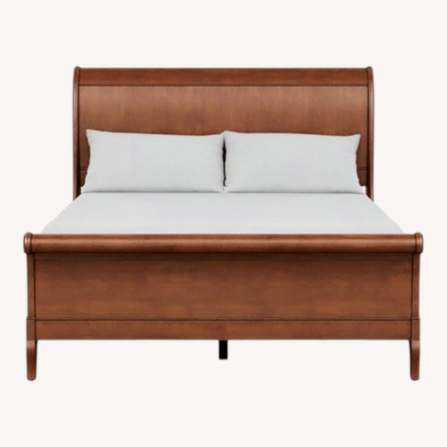 Used Ethan Allen Chloé Medium Brown Wood Queen Bed for sale on AptDeco