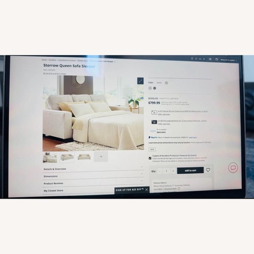Used Ashley Furniture Storrow Natural Fabric Sleeper Sofa for sale on AptDeco