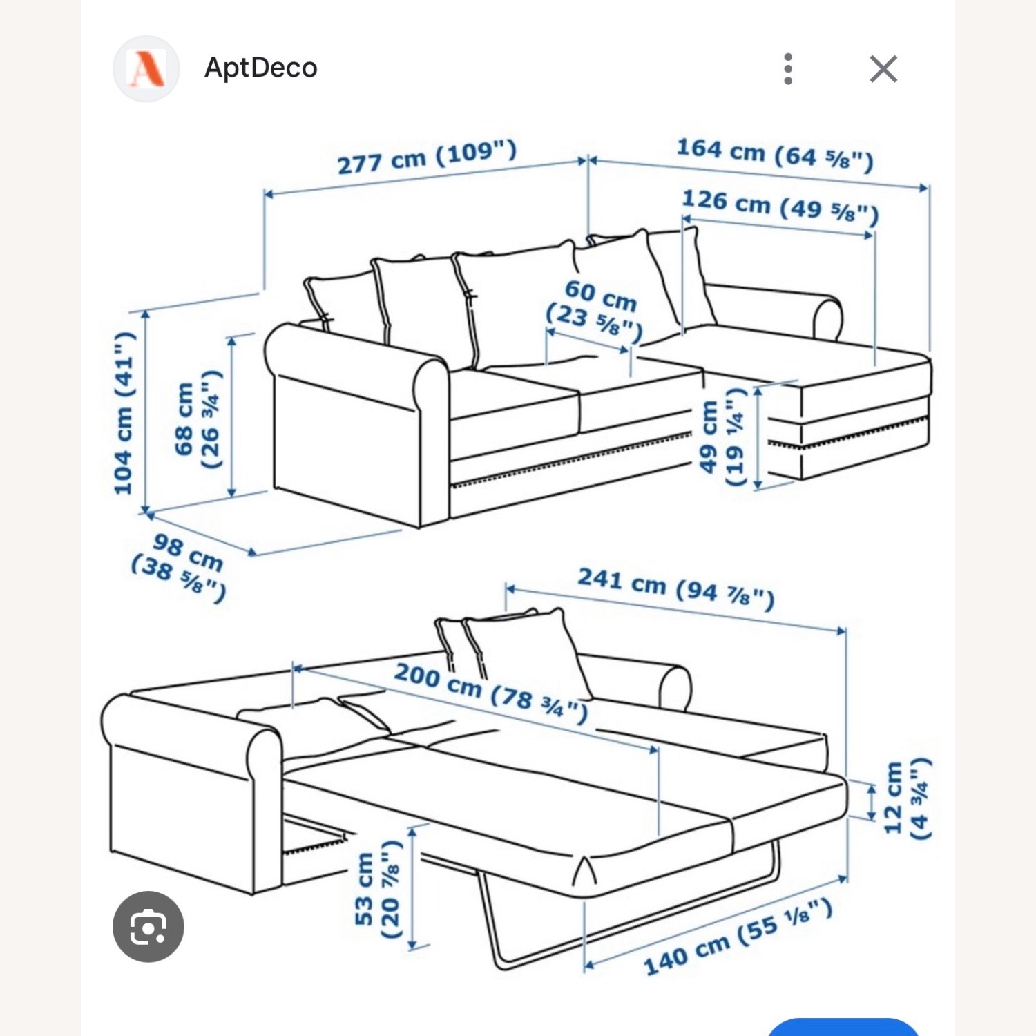 IKEA HÃRLANDA Sleeper Sectional Sofa with Chaise  - image-2