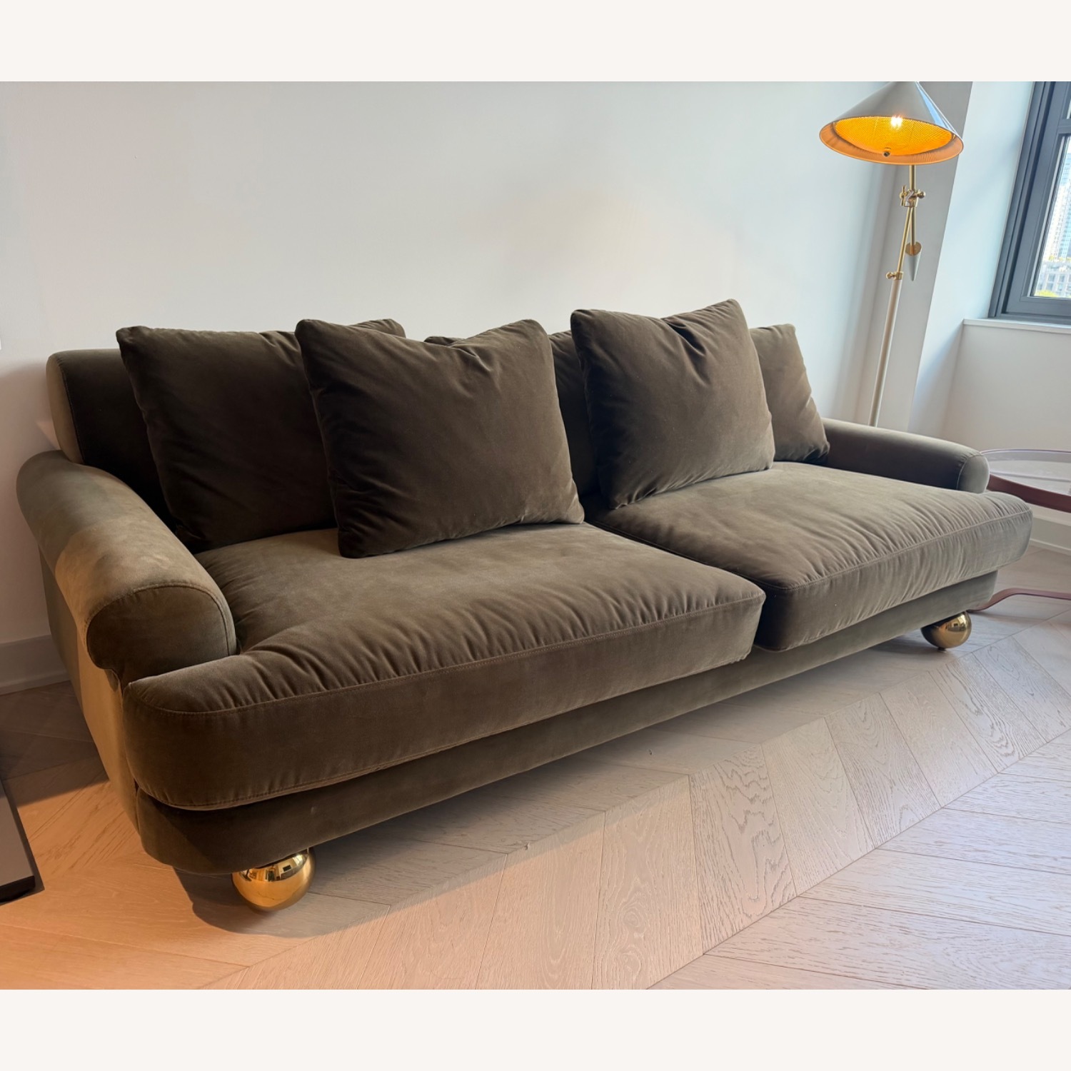 Jonathan Adler Greenwich Green Velvet Sofa - image-4
