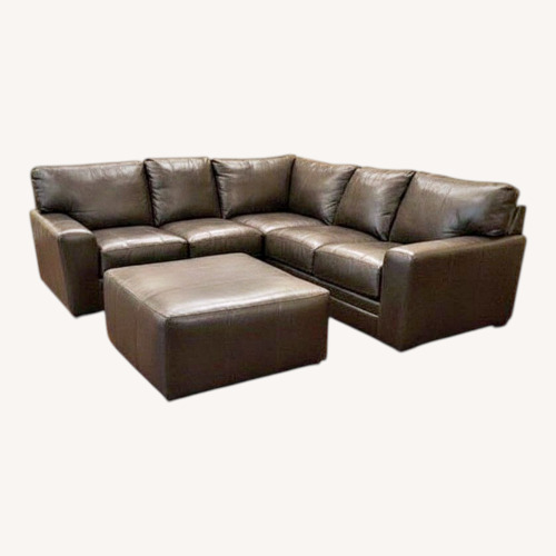 Used Italian Leather 2-Piece w Ottoman Sectional for sale on AptDeco