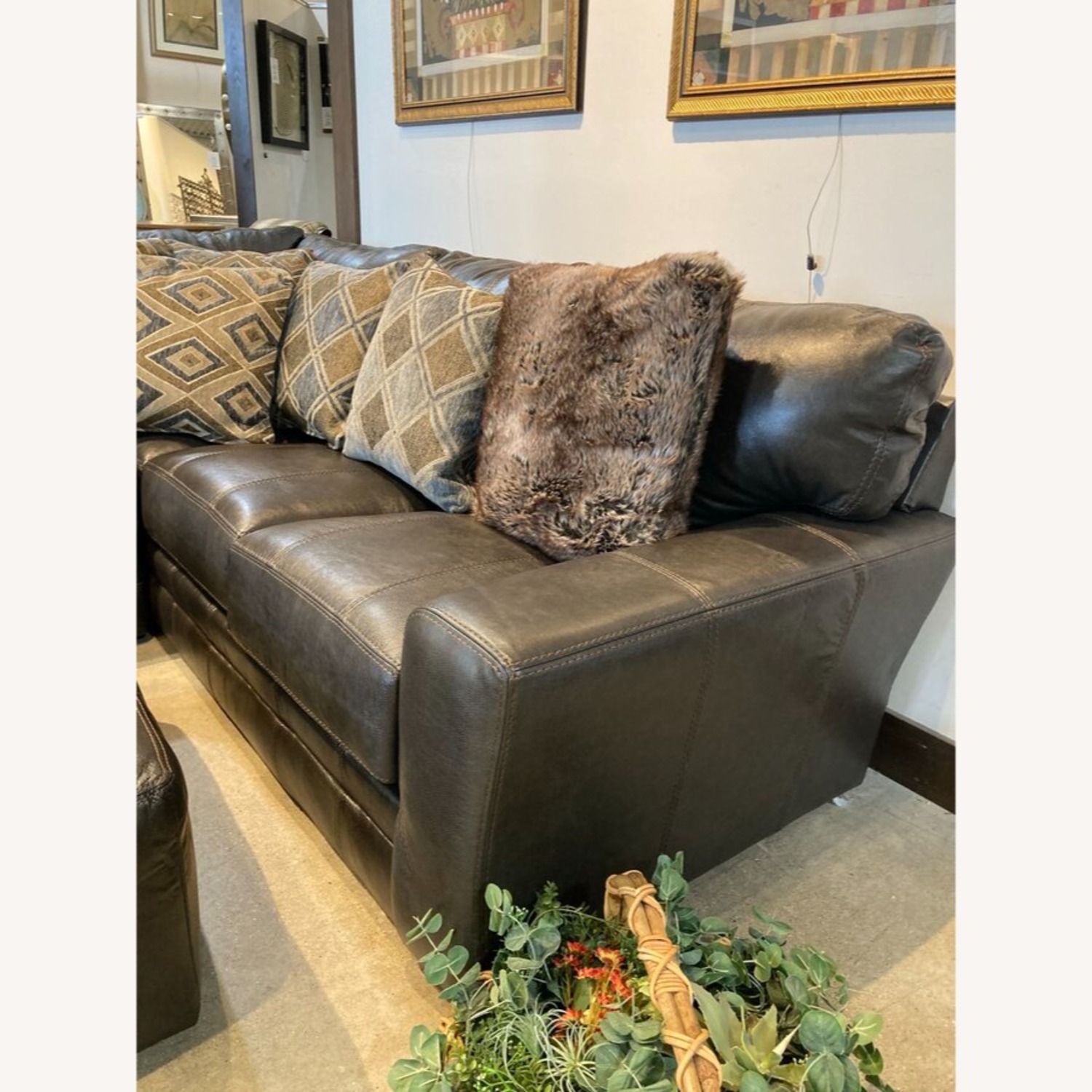 Italian Leather 2-Piece w Ottoman Sectional - image-4