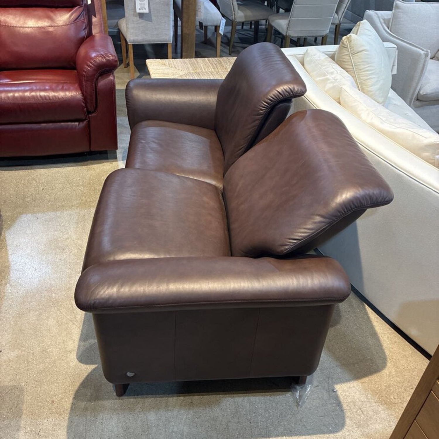Stressless Brown Leather Ekornes Recliner Sofa - image-3