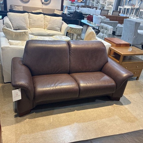 Used Stressless Brown Leather Ekornes Recliner Sofa for sale on AptDeco