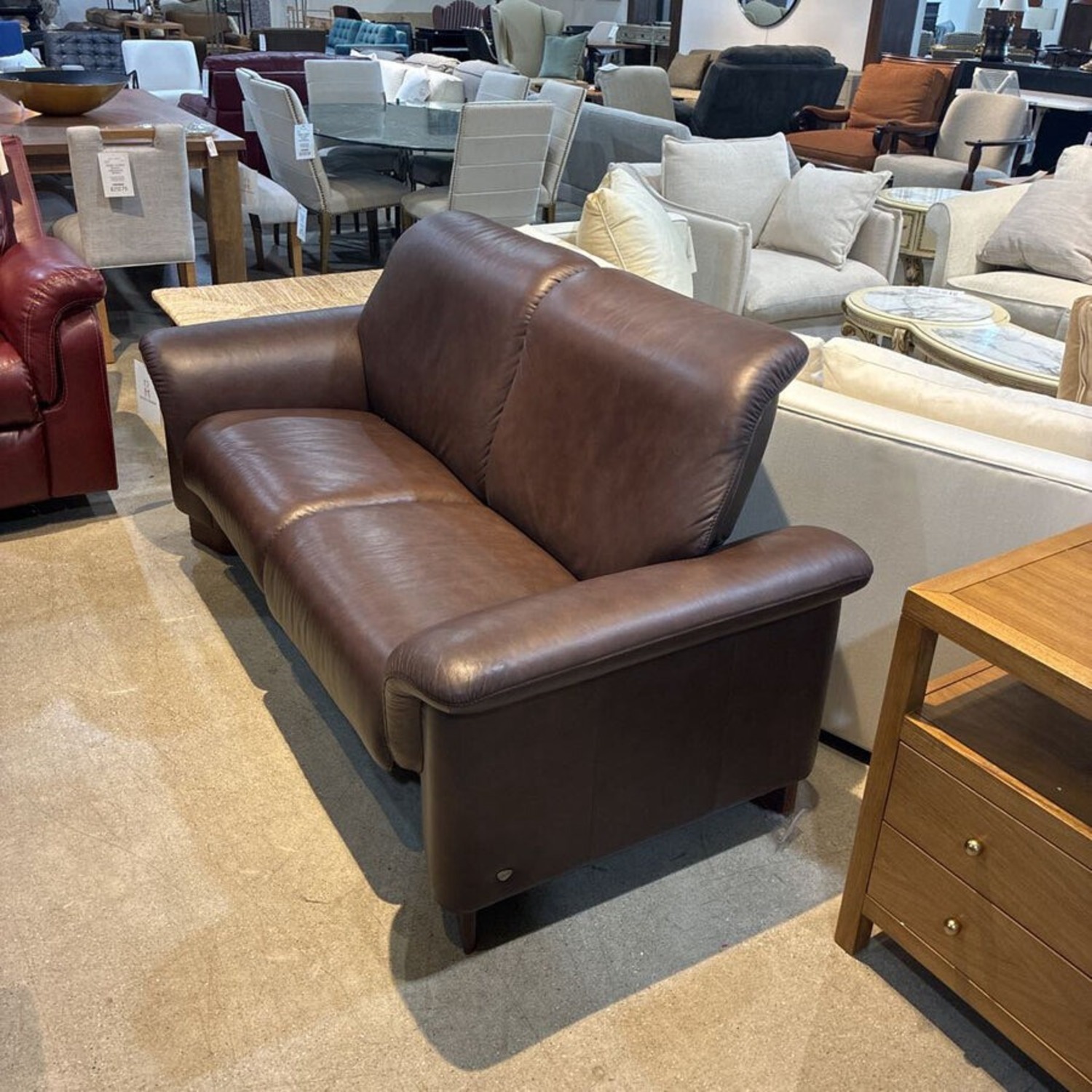 Stressless Brown Leather Ekornes Recliner Sofa - image-2