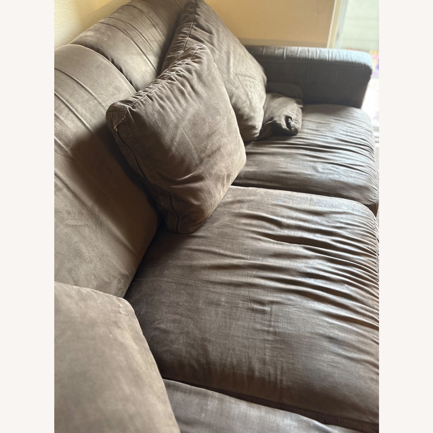 Dark Brown Fabric 3+ Seater Sofa - image-2