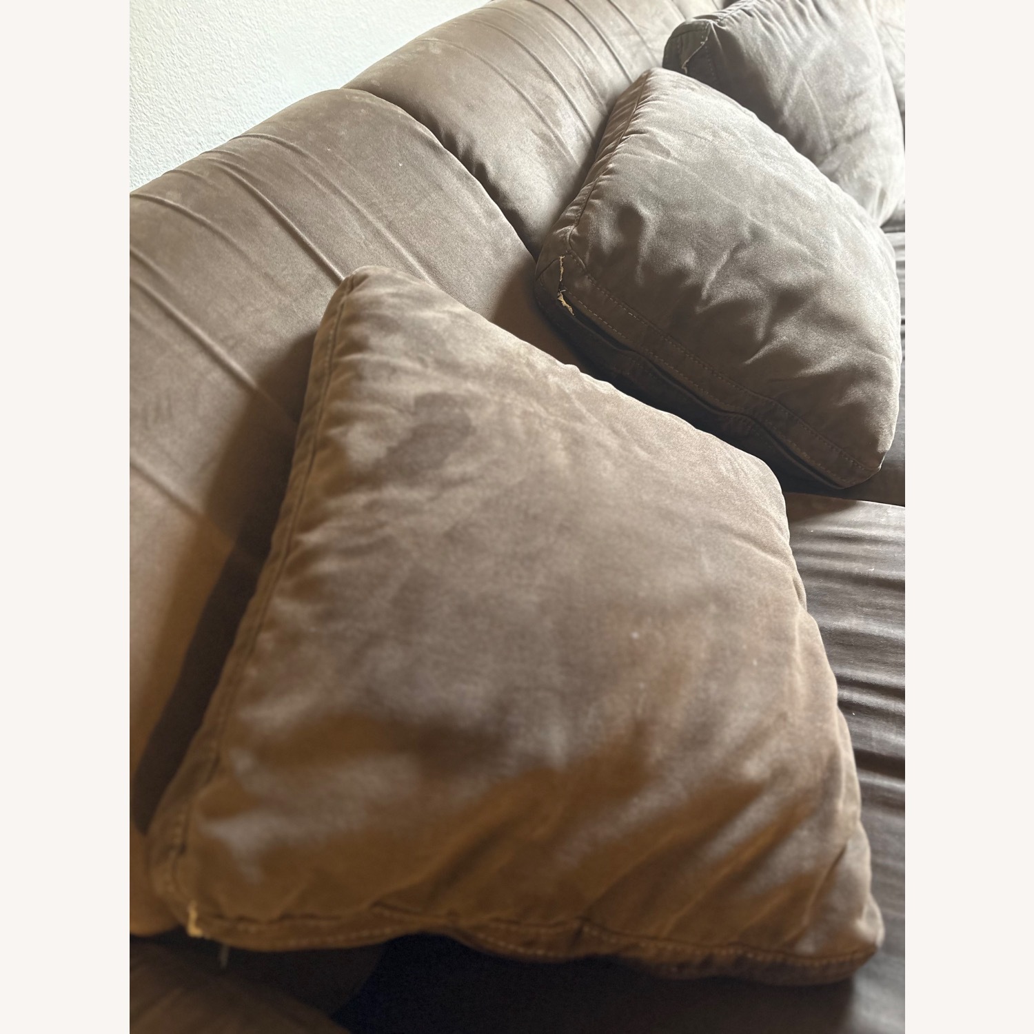 Dark Brown Fabric 3+ Seater Sofa - image-3