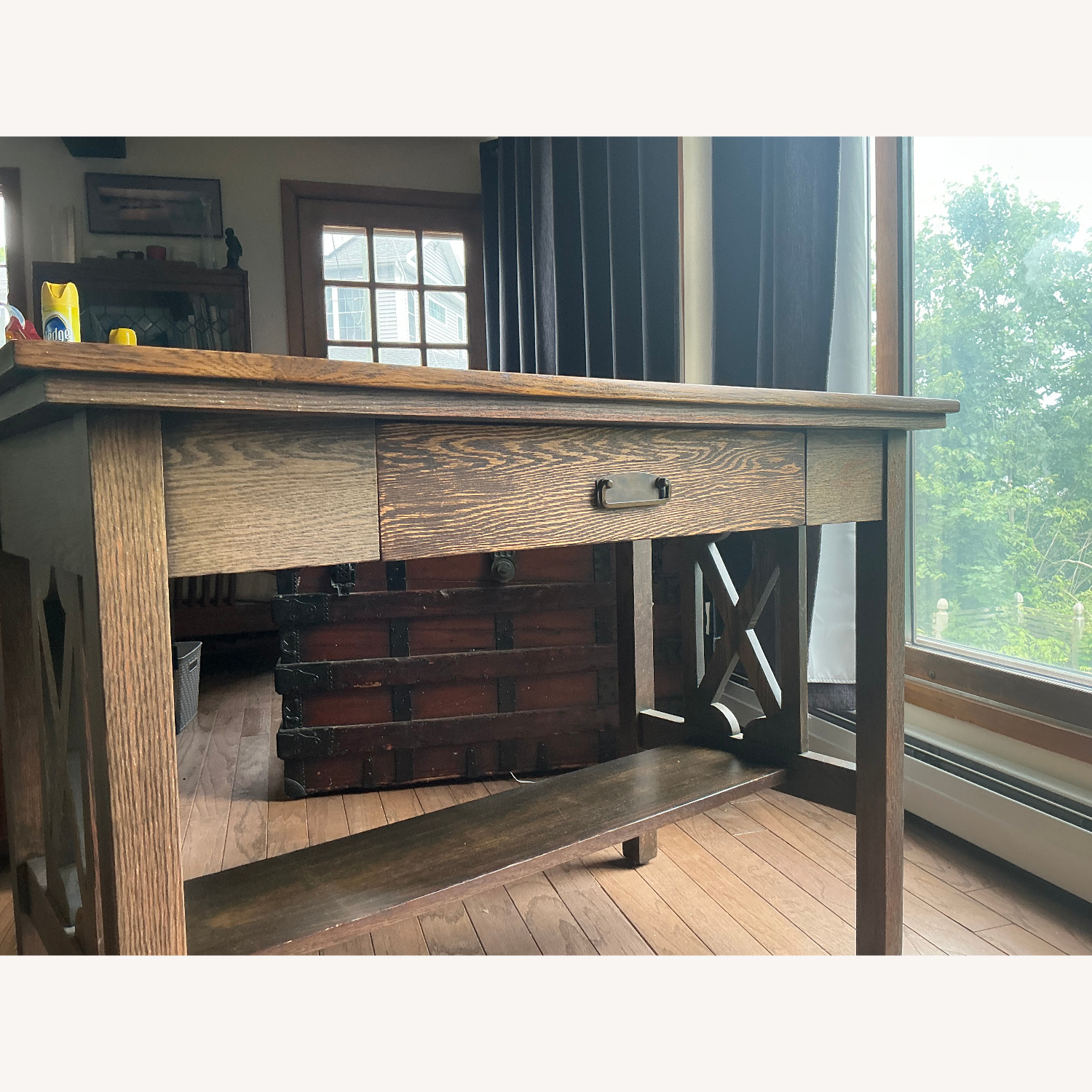 Dark Brown Wood Desk - image-3
