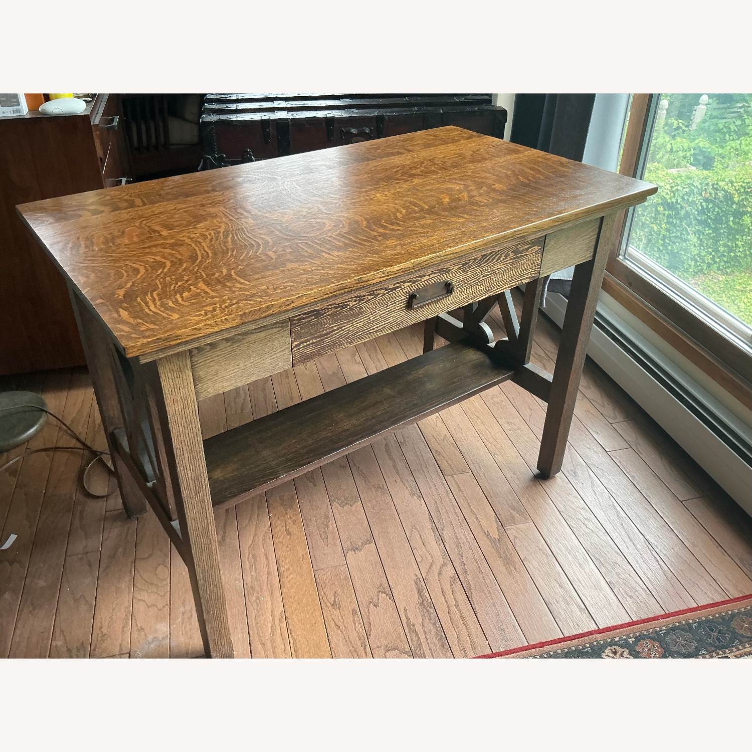 Dark Brown Wood Desk - image-1