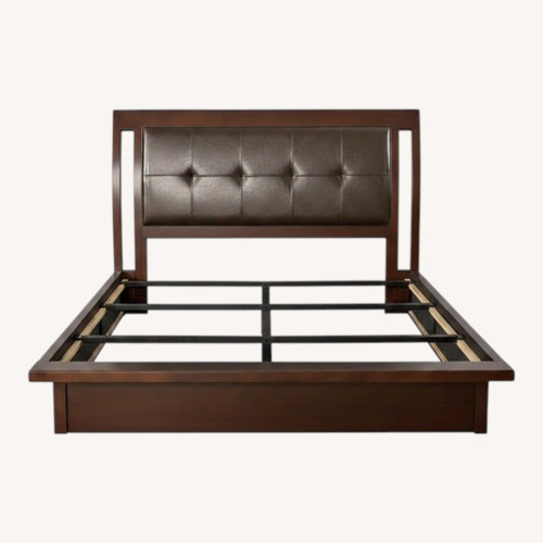 Used Dark Brown Wood Queen Bed for sale on AptDeco