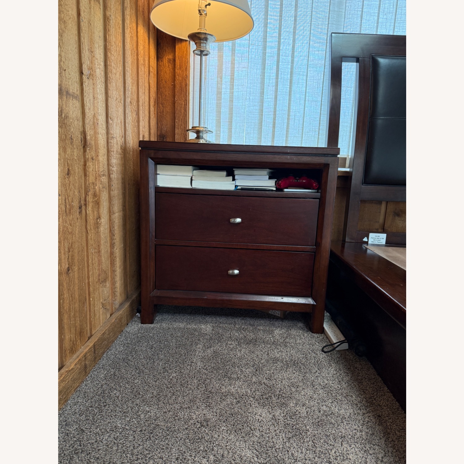 Dark Brown Wood Queen Bed - image-4