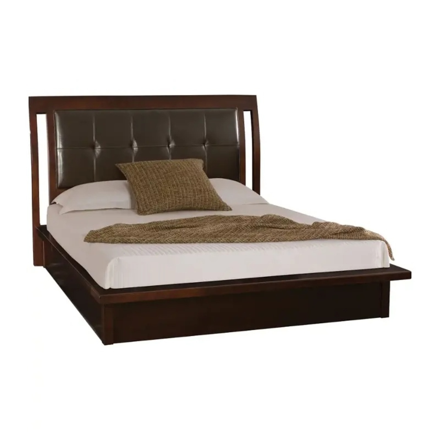 Dark Brown Wood Queen Bed - image-5