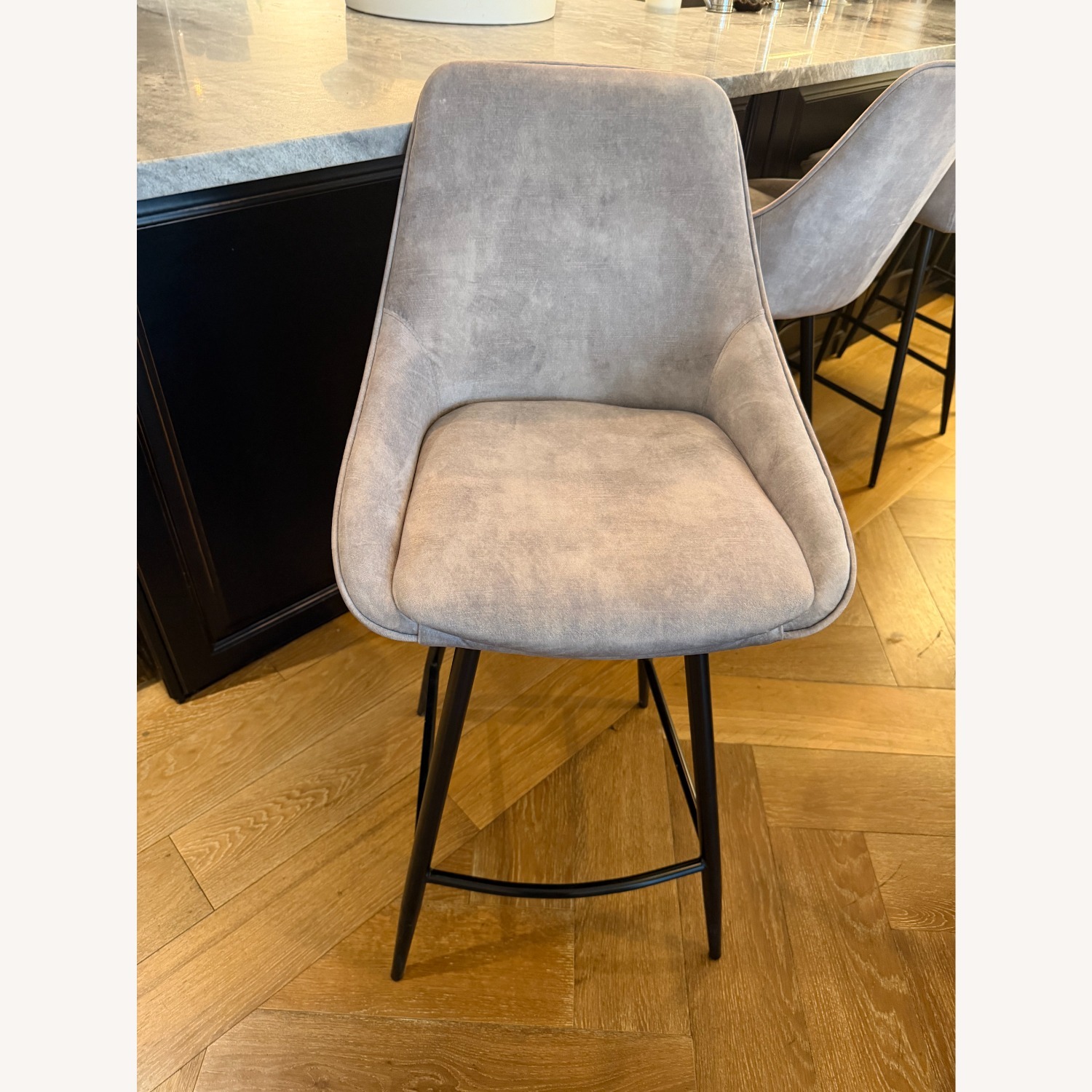 Set of 4 Gray High-Back Counter Stools - image-4