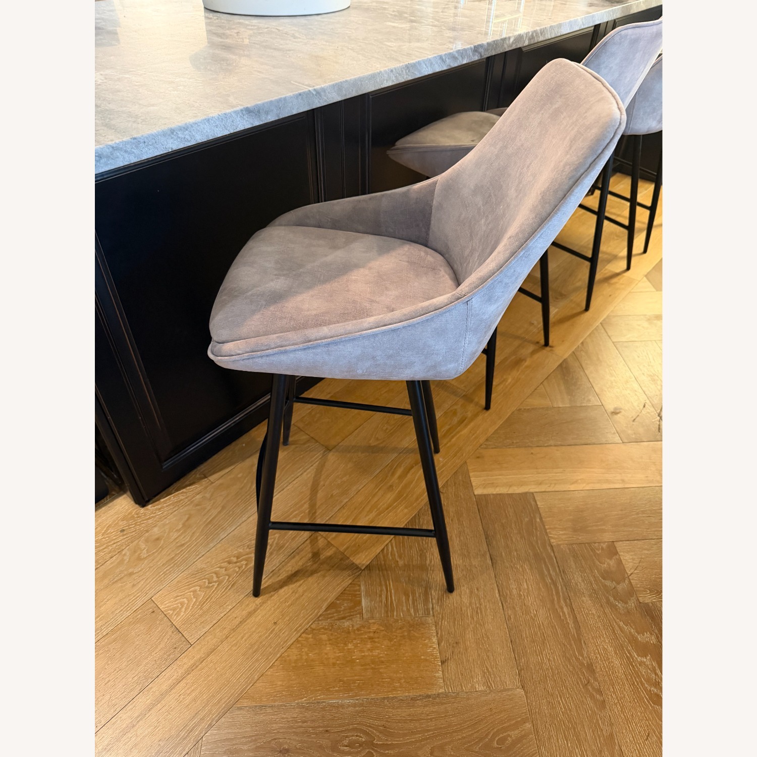 Set of 4 Gray High-Back Counter Stools - image-3
