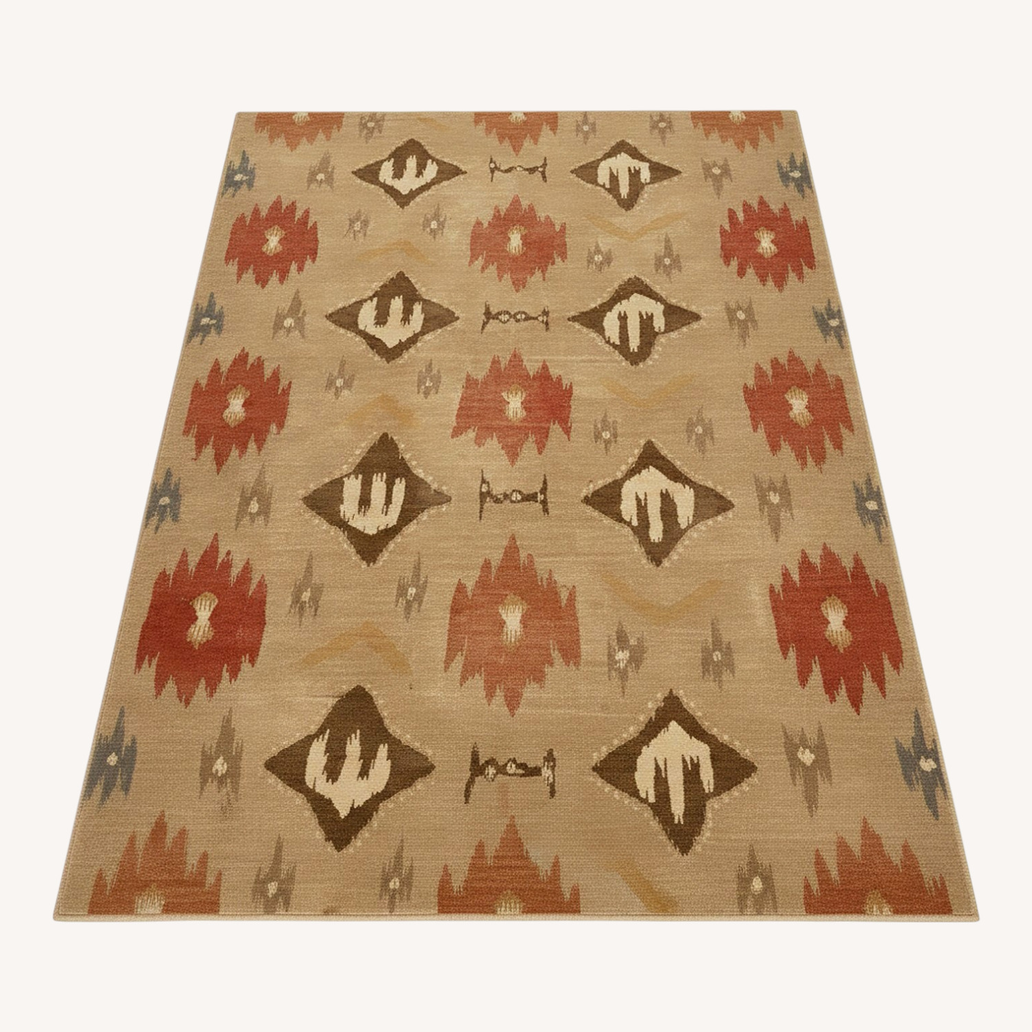 Light Brown Wool Blend Area Rug 10' x 13' - image-0