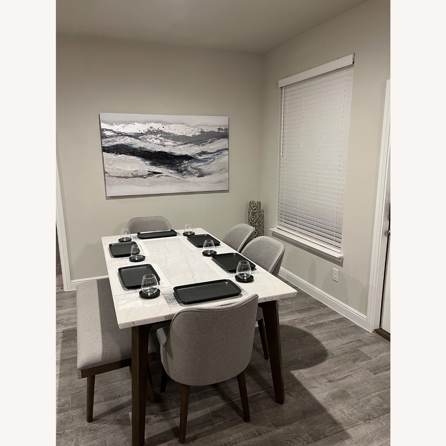 Havertys Avalon White Marble Dining Table - image-1