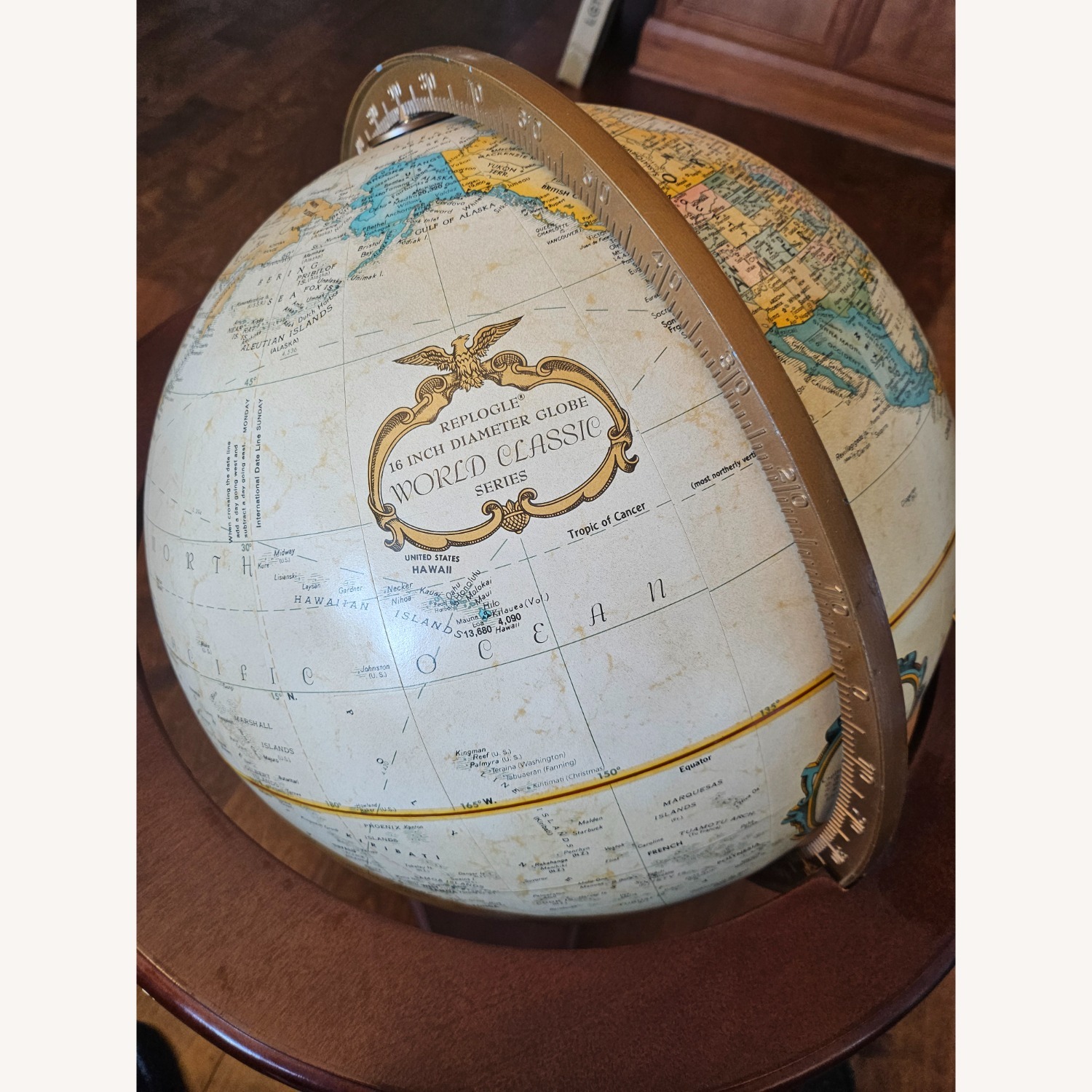 Vintage Cherry Wood Globe - image-5